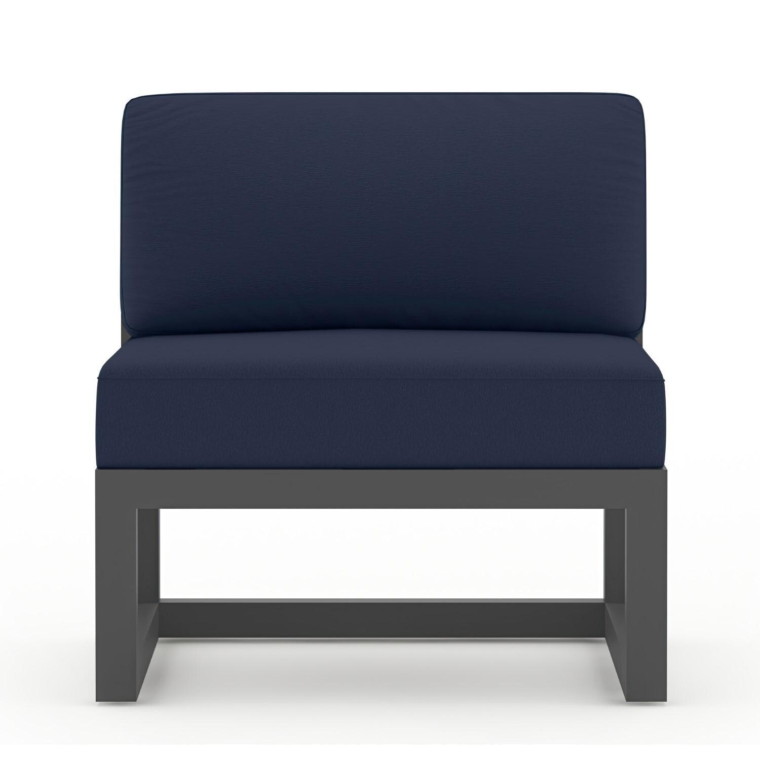 Lakeview MSTYCV-SL-SET212-IN Misty Cove 7 Pc Aluminum Sectional Set in Slate w/Chat Table & Spectrum Indigo Cushions by Lakeview Outdoor Designs - Middle Section - White Background thumbnail