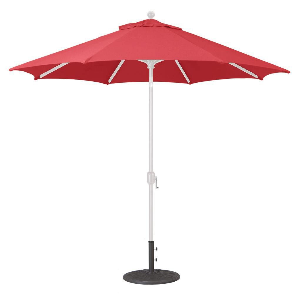 Galtech 9 Ft. Octagonal Aluminum Patio Umbrella W/ Crank Lift & Deluxe Auto Tilt - White Frame W/ Jockey Red Sunbrella Fabric (Umbrella Base Not Included) thumbnail