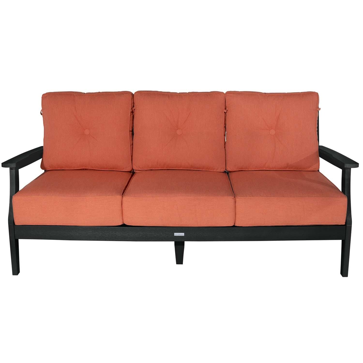 Blushing Bay 3 Person Recycled Plastic Sofa in Canvas Persimmon/Black by Lakeview Outdoor Designs - White Background thumbnail