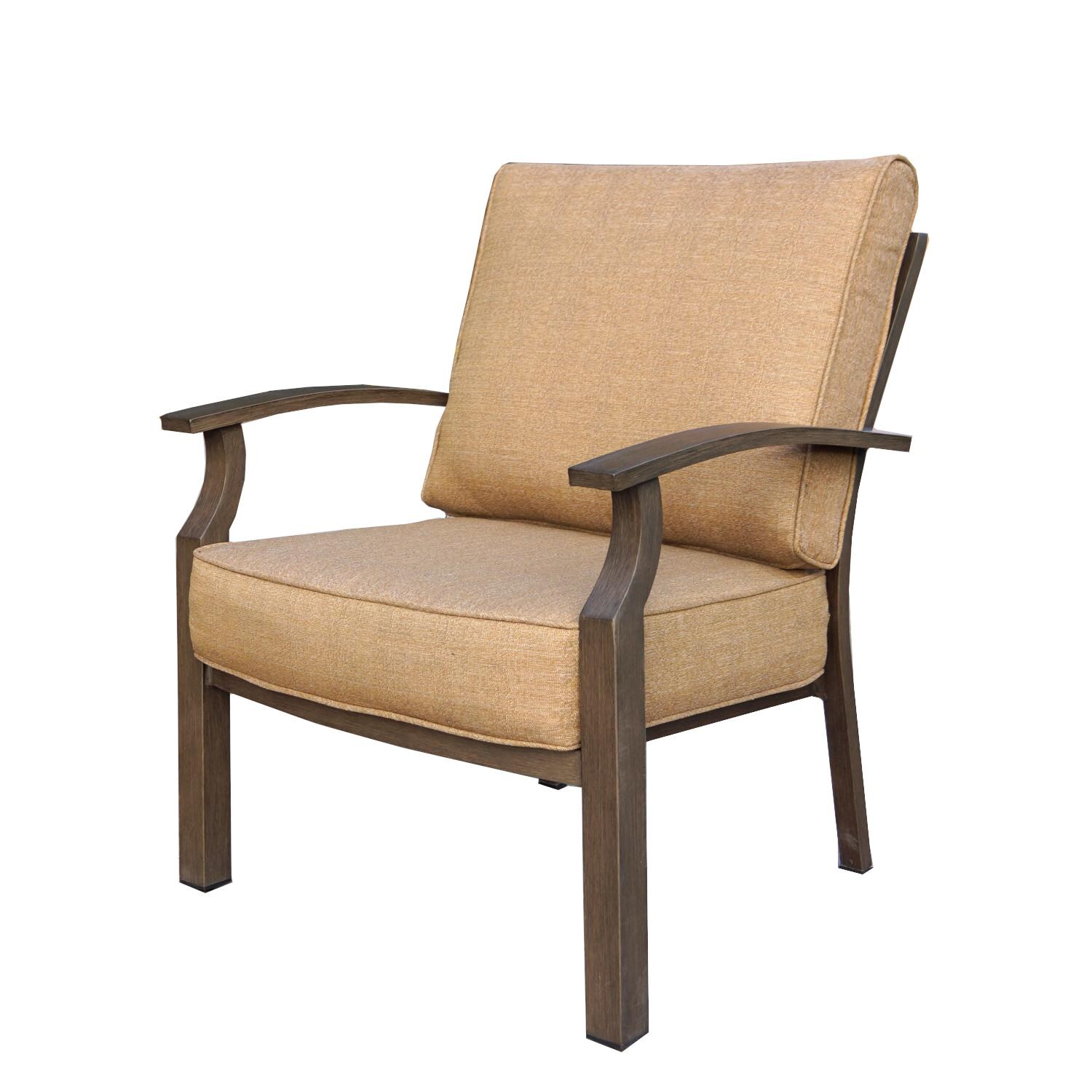 Darlee B/207-4PC-38QB Brooklyn 4 Piece Aluminum Patio Fire Pit Conversation Set w/ Sesame Polyester Cushions - Club Chair thumbnail