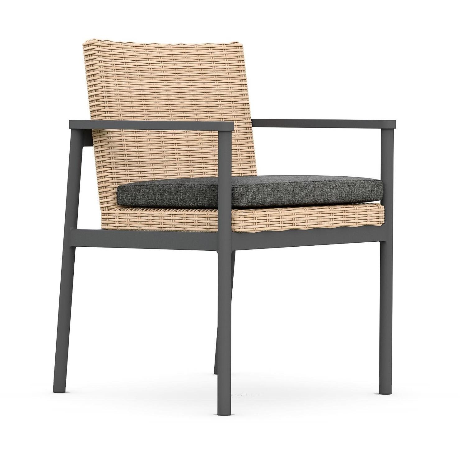 Azzurro Living Terra Wicker Dining Chair in Natural/Midnight - Angled - White Background thumbnail
