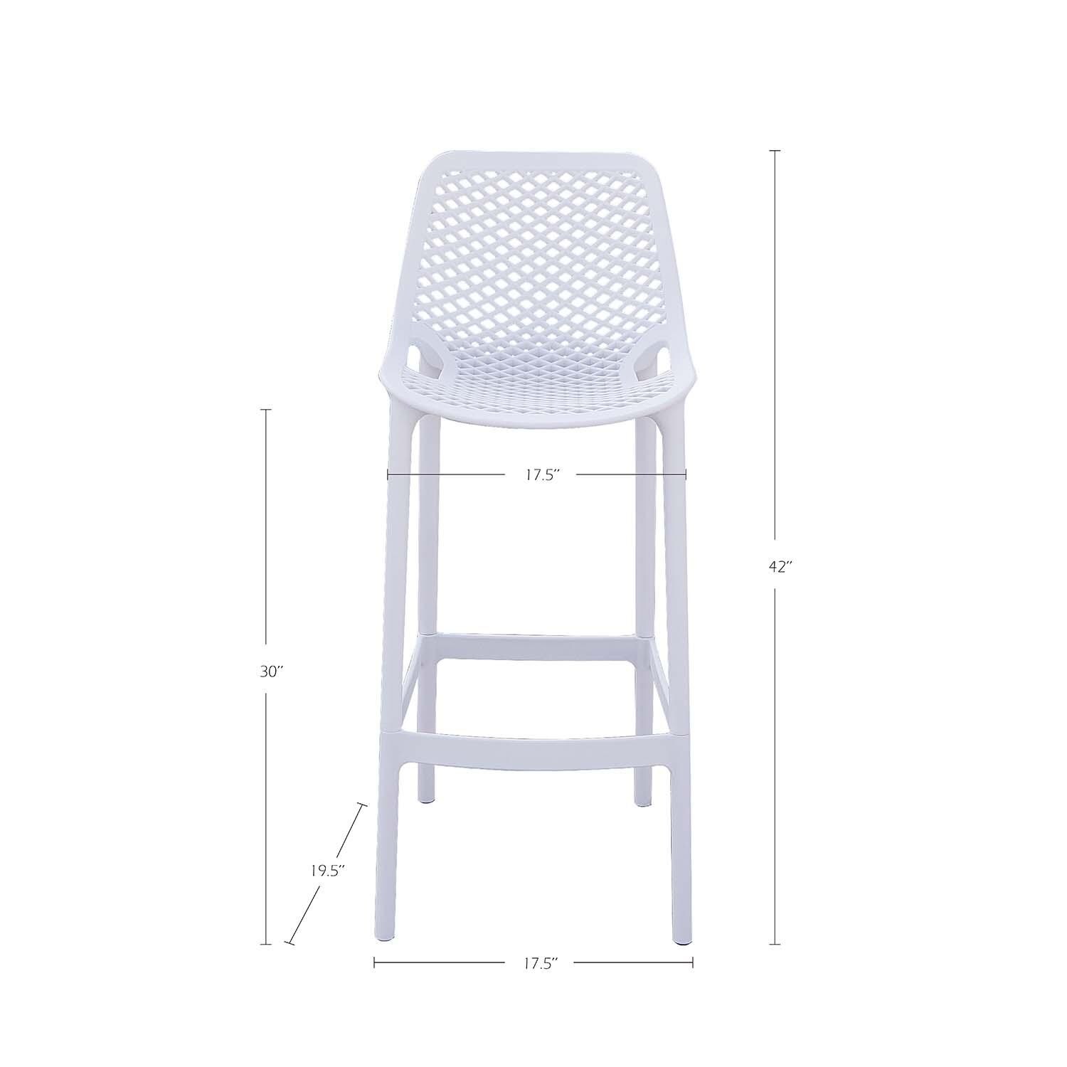 All Space Polyresin Bar Stool Set of 4 in Snow By Darlee - Dimensional thumbnail