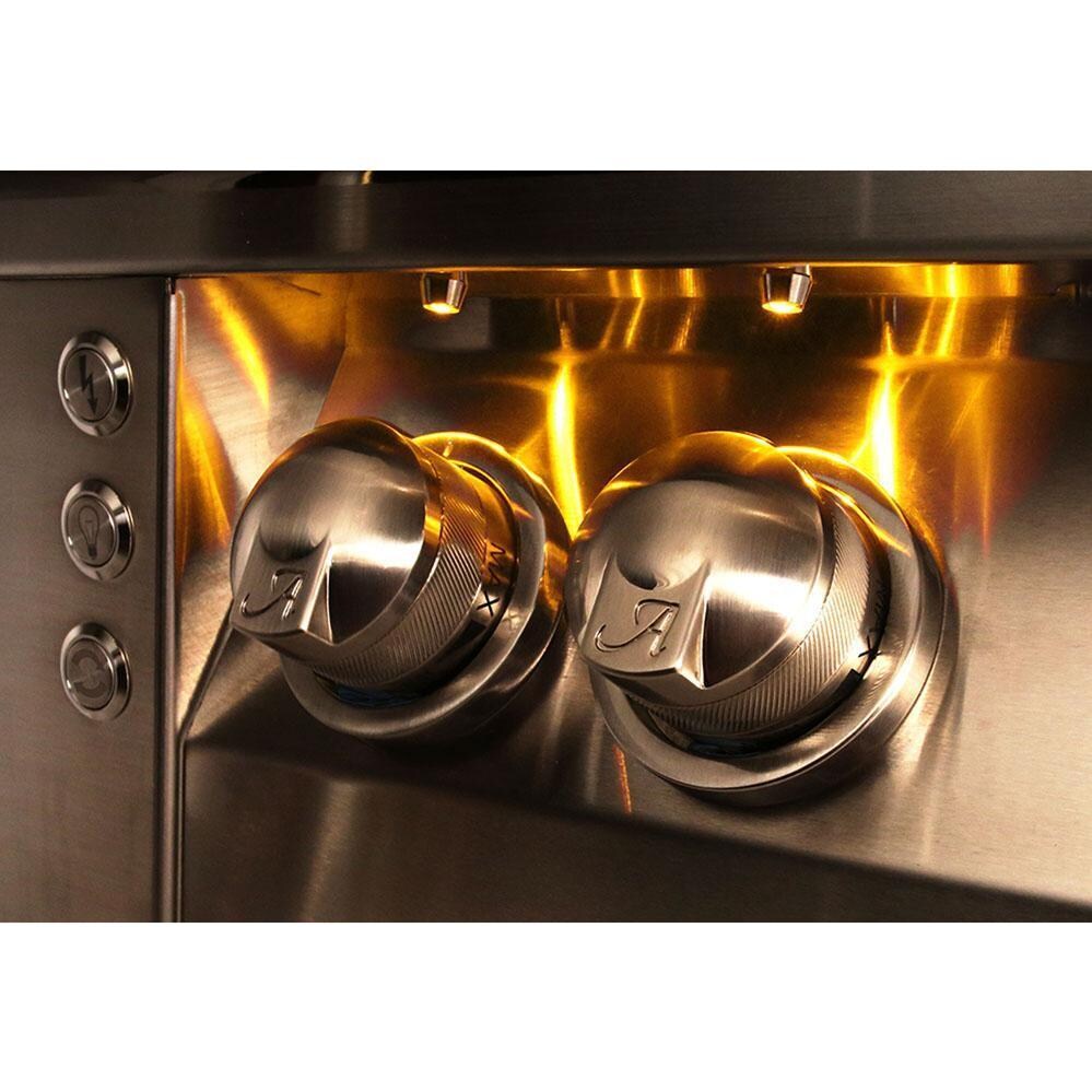 Alfresco Grills ALXE-42-NG-S3027 Alfresco ALXE 42-Inch Built-In Natural Gas Grill With Rotisserie in Raspberry Red - Amber Knob - Detail