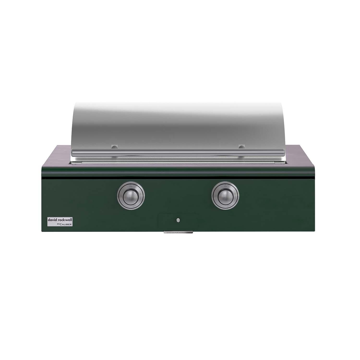 Caliber CRG-42BN00-A-086-H04 42-in Natural Gas Built-In Rockwell Grill - Emerald w/ Stainless Steel Hardware - Lid Closed - White Background thumbnail
