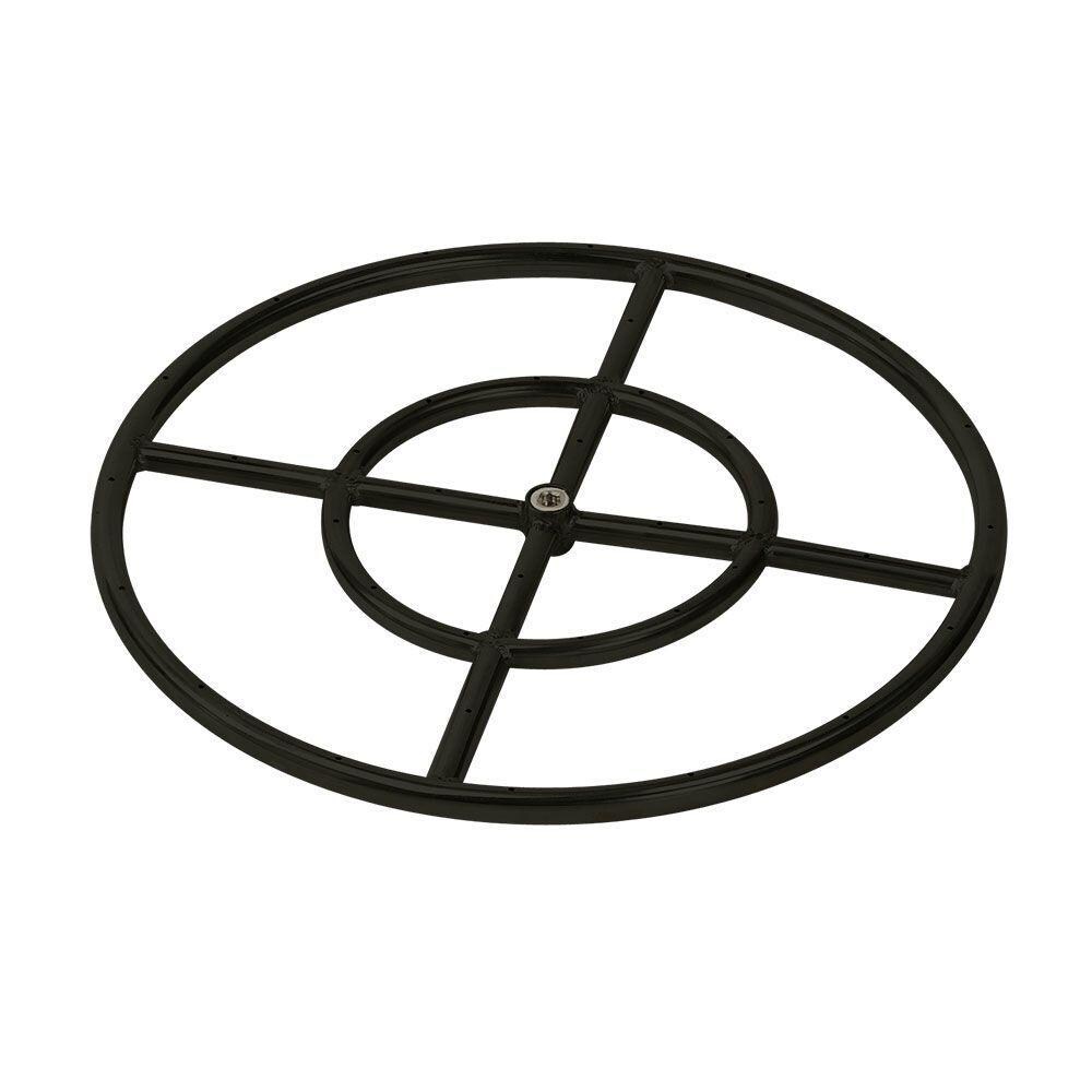 BBQGuys Signature 18-Inch Double-Ring Black Steel Propane Gas Burner W/ 1/2-Inch Inlet - BK-FR-18-LP