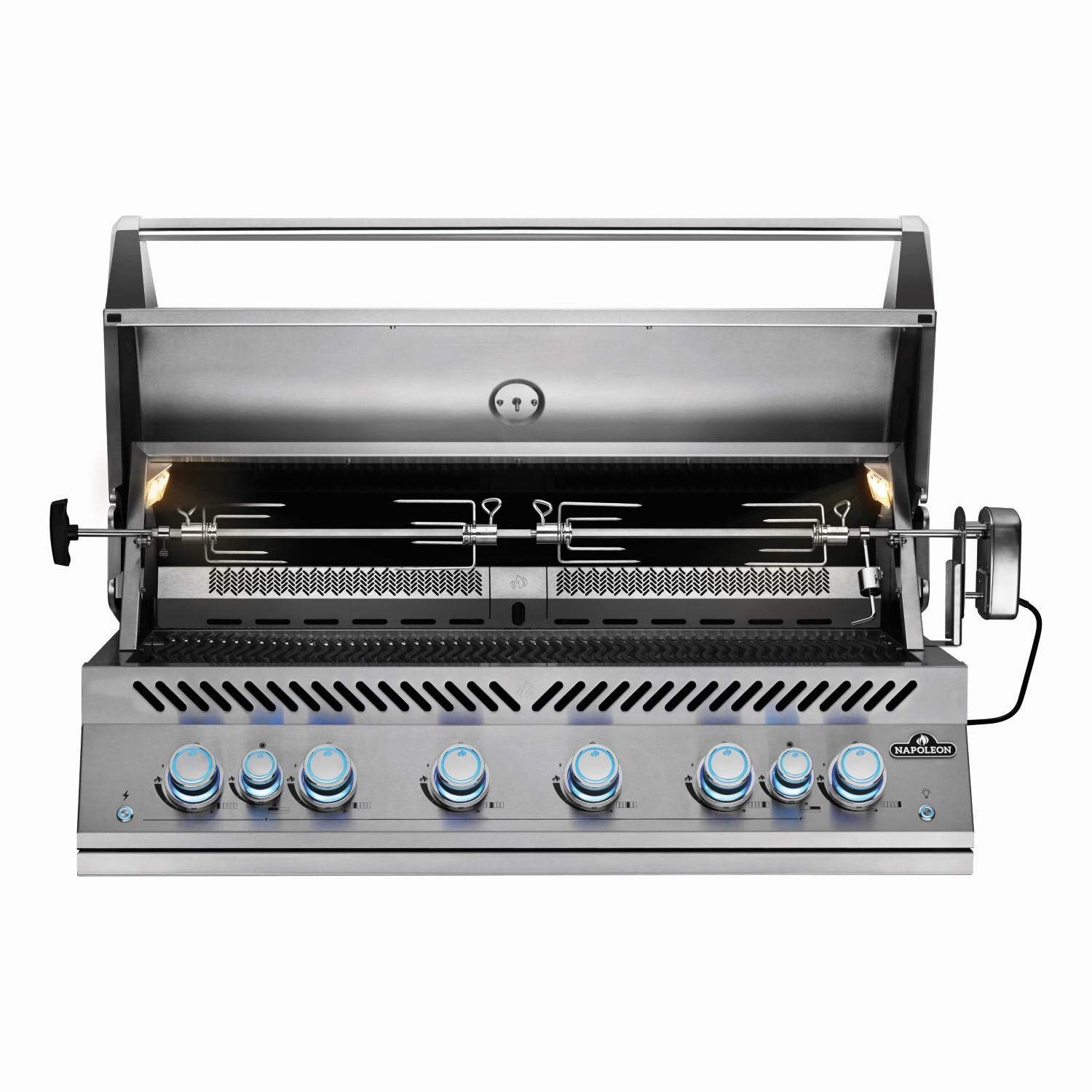 Napoleon BIG44RBNSS-1 Natural Gas Grill - Straight Open With Single Motor Rotisserie - White Background thumbnail