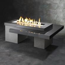 The Outdoor GreatRoom Company Uptown 64-Inch Linear Natural Gas Fire Pit Table with 42-Inch Crystal Fire Burner - Black - Ships As Propane With Conversion Fittings - UPT-1242-NG