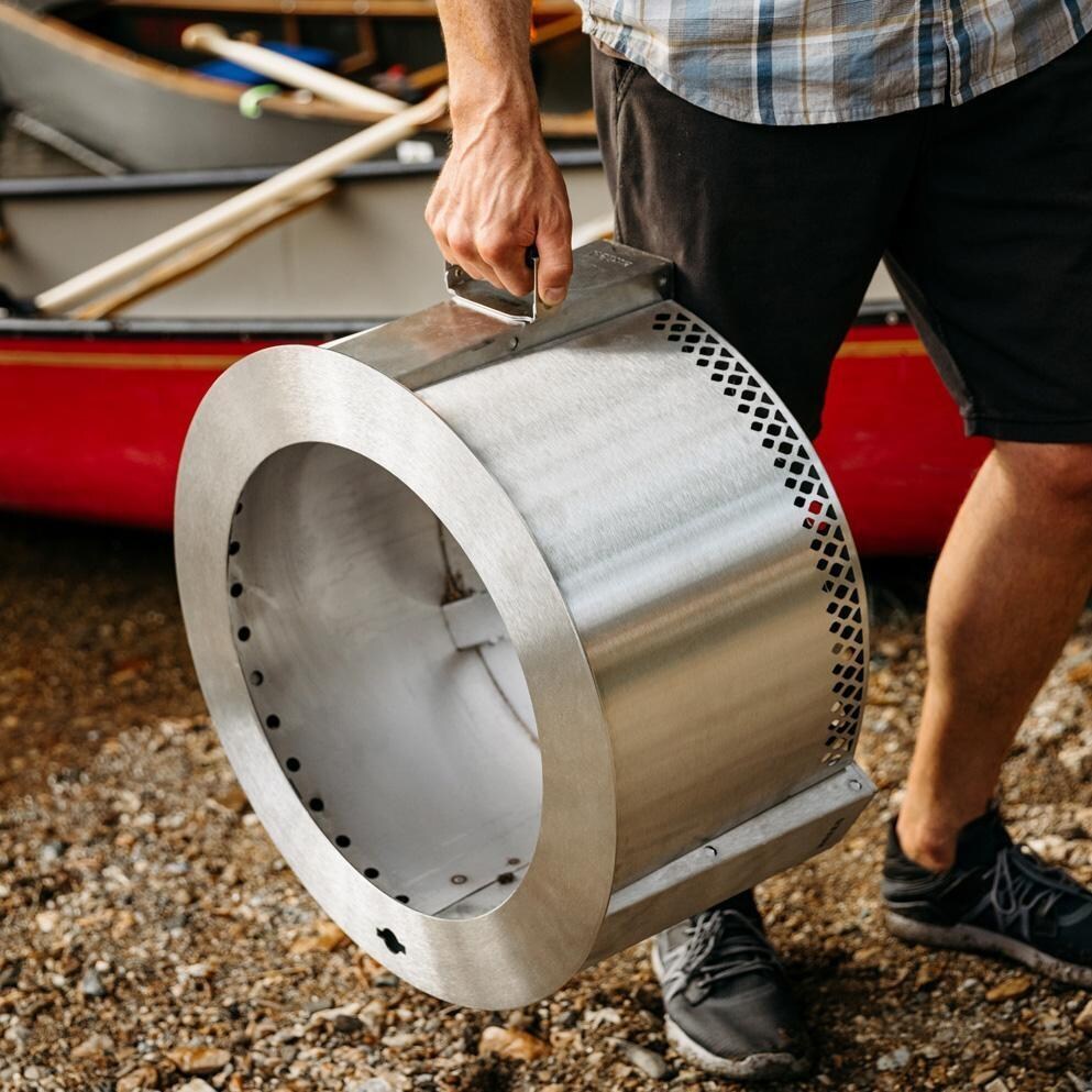 Breeo BR-YS-SS Y Series 21 Inch Portable Smokeless Round Stainless Steel Wood Burning Fire Pit - Moving - Lifestyle thumbnail