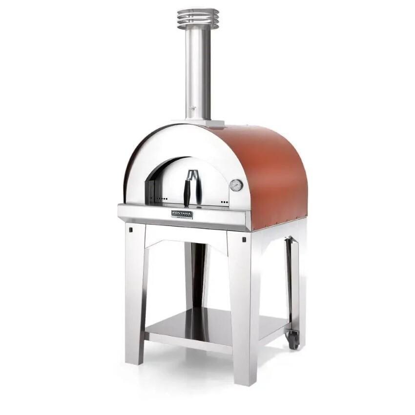Fontana Forni FTMAR-R Margherita Wood-Fired - Red - On Portable Cart (Optional) - White Background thumbnail