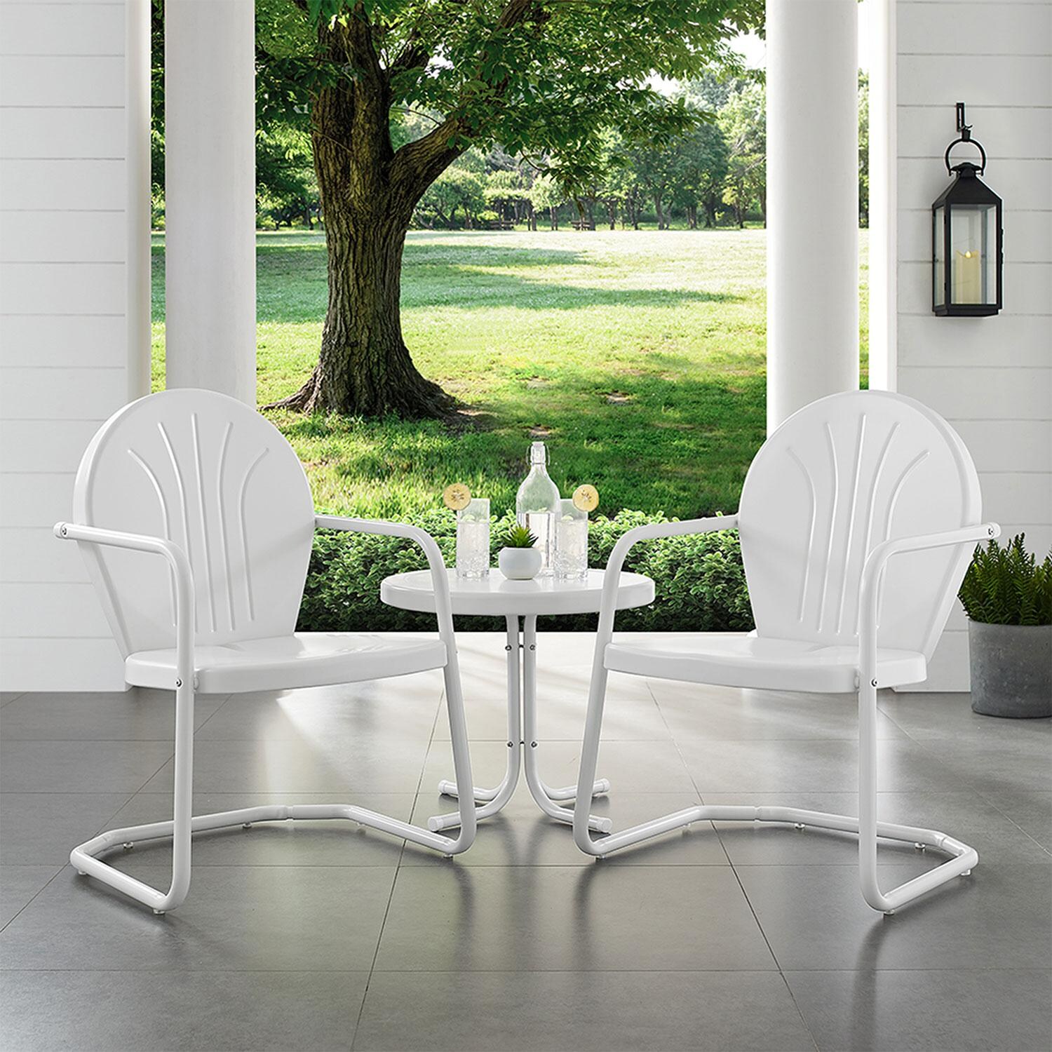 Ashview 3 Pc Steel Seating Set in White Gloss by Ultimate Patio