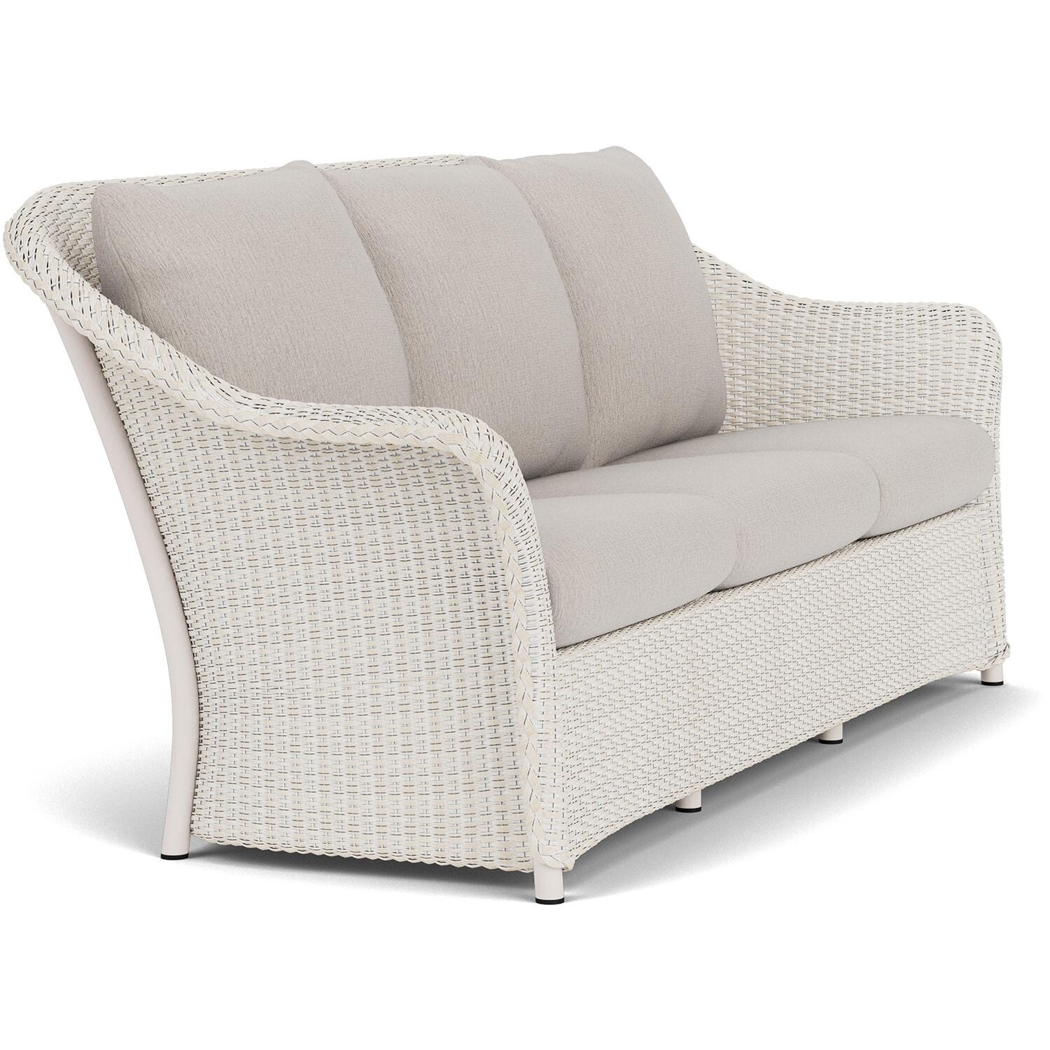 Lloyd Flanders Weekend Retreat Sofa in Antique White Finish W/ Remy Cloud Fabric - Angled thumbnail