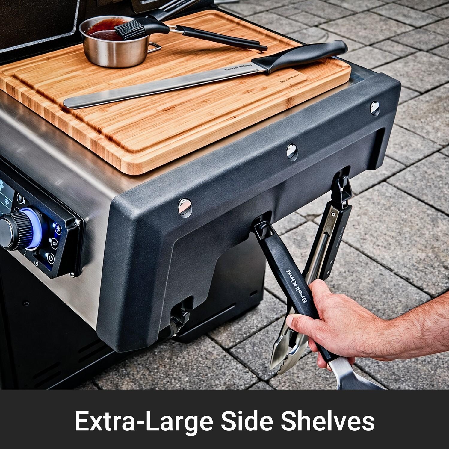 Broil King 689244 Regal Q 690 Pro IR Propane Grill - Extra-Large Side Shelves - Detail thumbnail