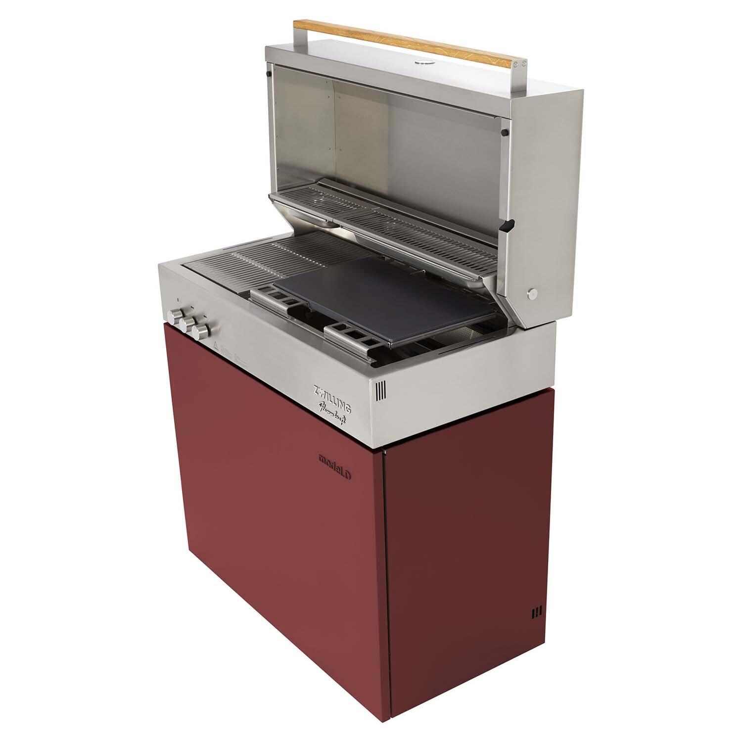 Flammkraft 1029564 Pizza Stone - Shown W/Ruby Model D Grill - White Background thumbnail