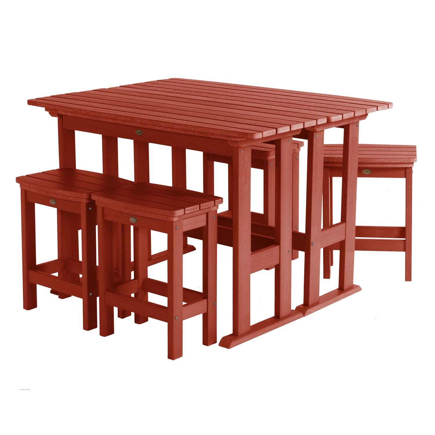 Hart Lane 6 Pc Recycled Plastic Counter Height Dining Set in Rustic Red By Lakeview - White Background thumbnail