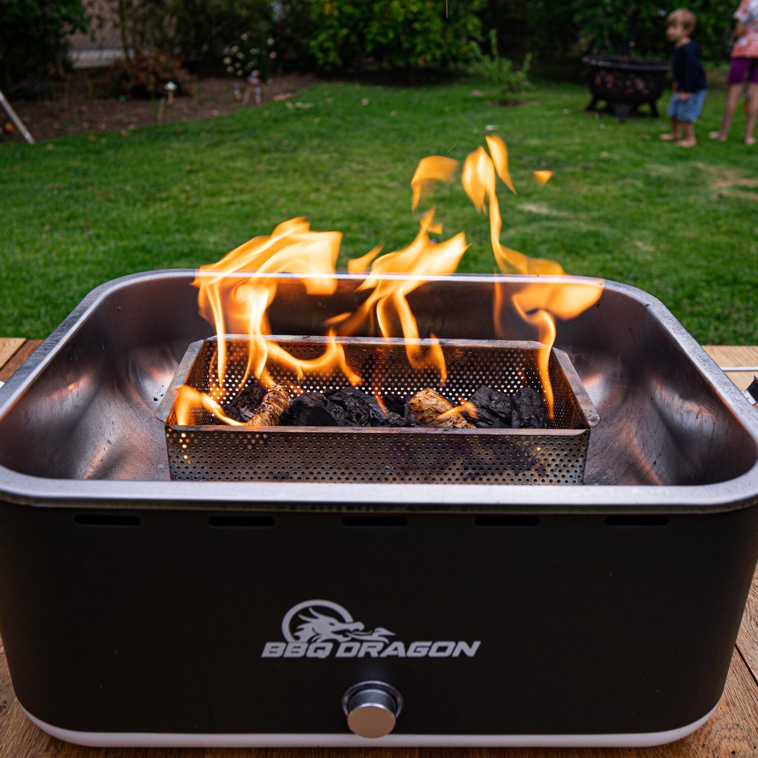 BBQ Dragon BBQD550 Zephyr 17-Inch Fan-Powered Portable Charcoal Grill - Charcoal Lit thumbnail