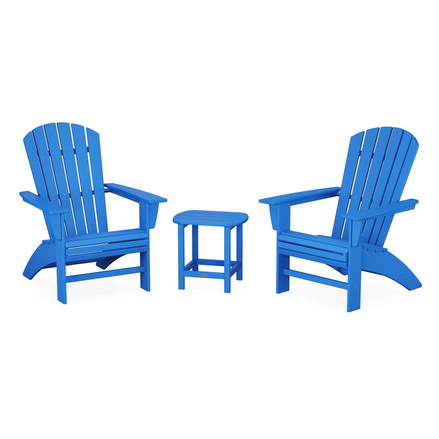 POLYWOOD PWS419-1-PB Nautical 3-Piece Curveback Adirondack Set thumbnail