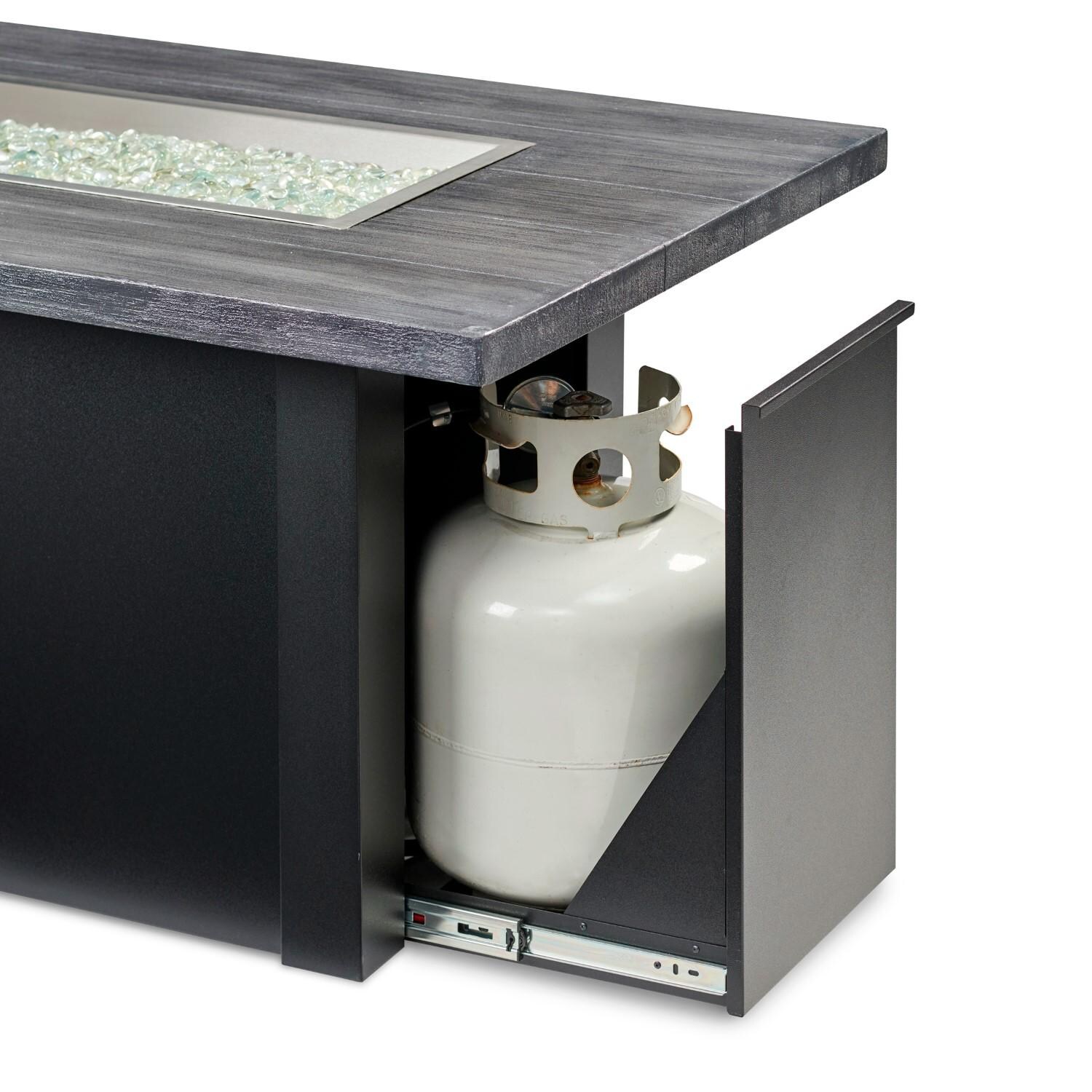 Havenwood 62 Inch Propane Fire Pit Table W/ Carbon Grey Top & Black Base - Tank Drawer - Detail thumbnail