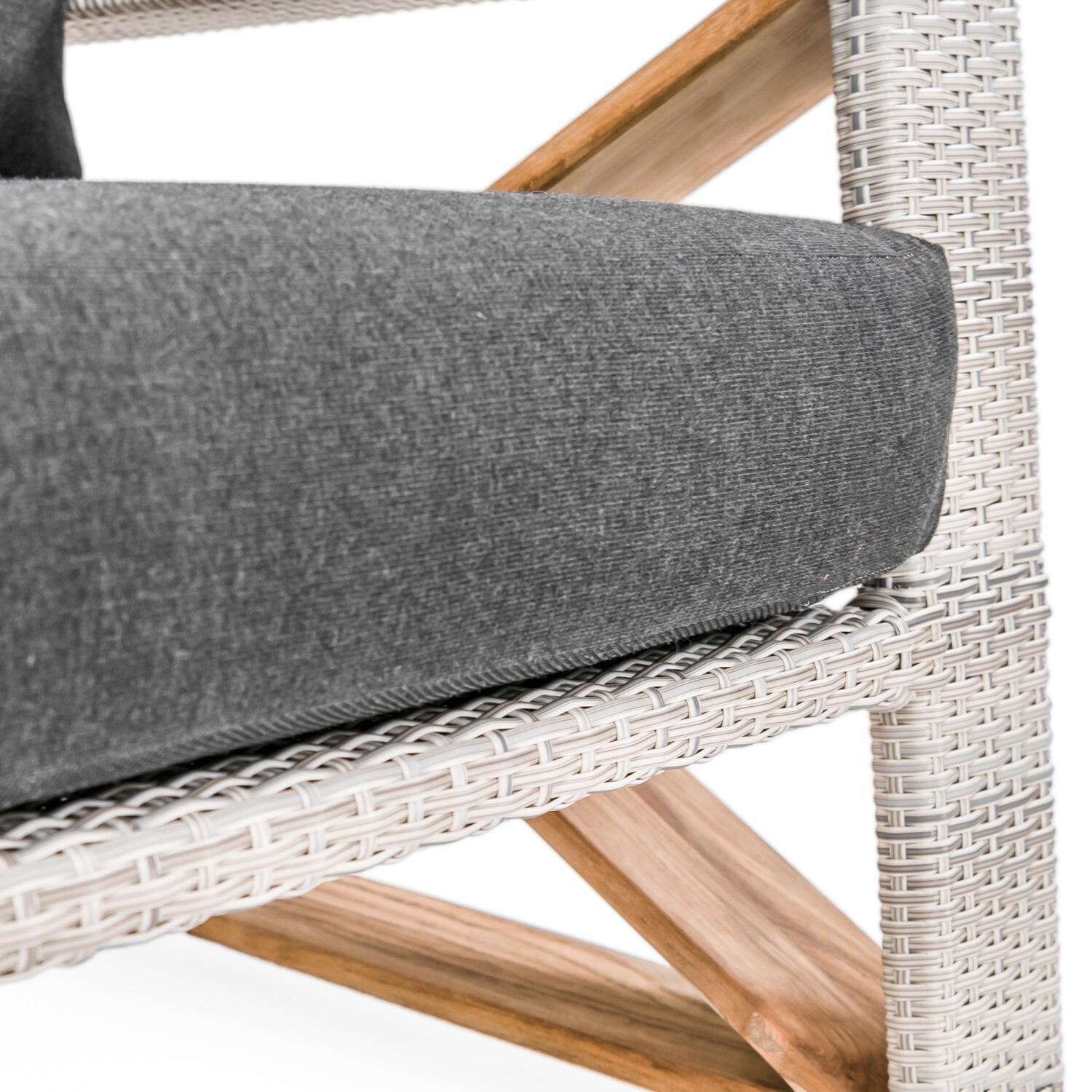 Teak + Table Caicos Loveseat in Granite - Seat Detail (Carbon Cushion Shown) - Detail thumbnail