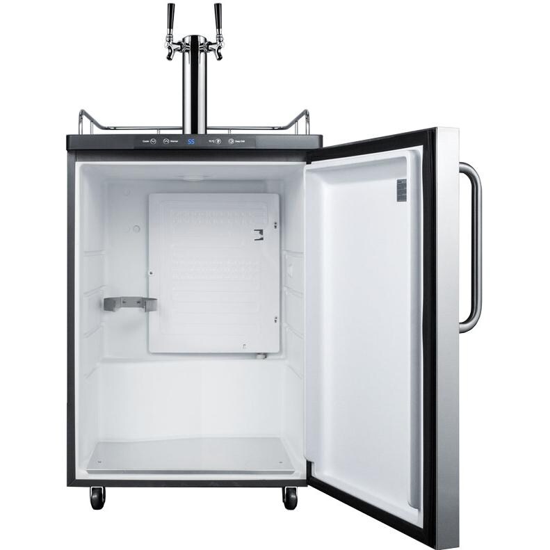 Summit 5.6 Cu. Ft. Freestanding Double Tap Beer Dispenser / Kegerator With Towel Bar Handle - SBC635MSSTBTWIN - Open View thumbnail