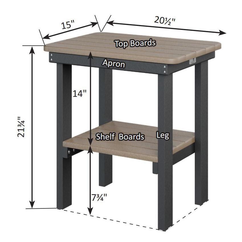 Berlin Gardens Rectangular End Table - Antique Mahogany on Coastal Gray - Dimensions thumbnail