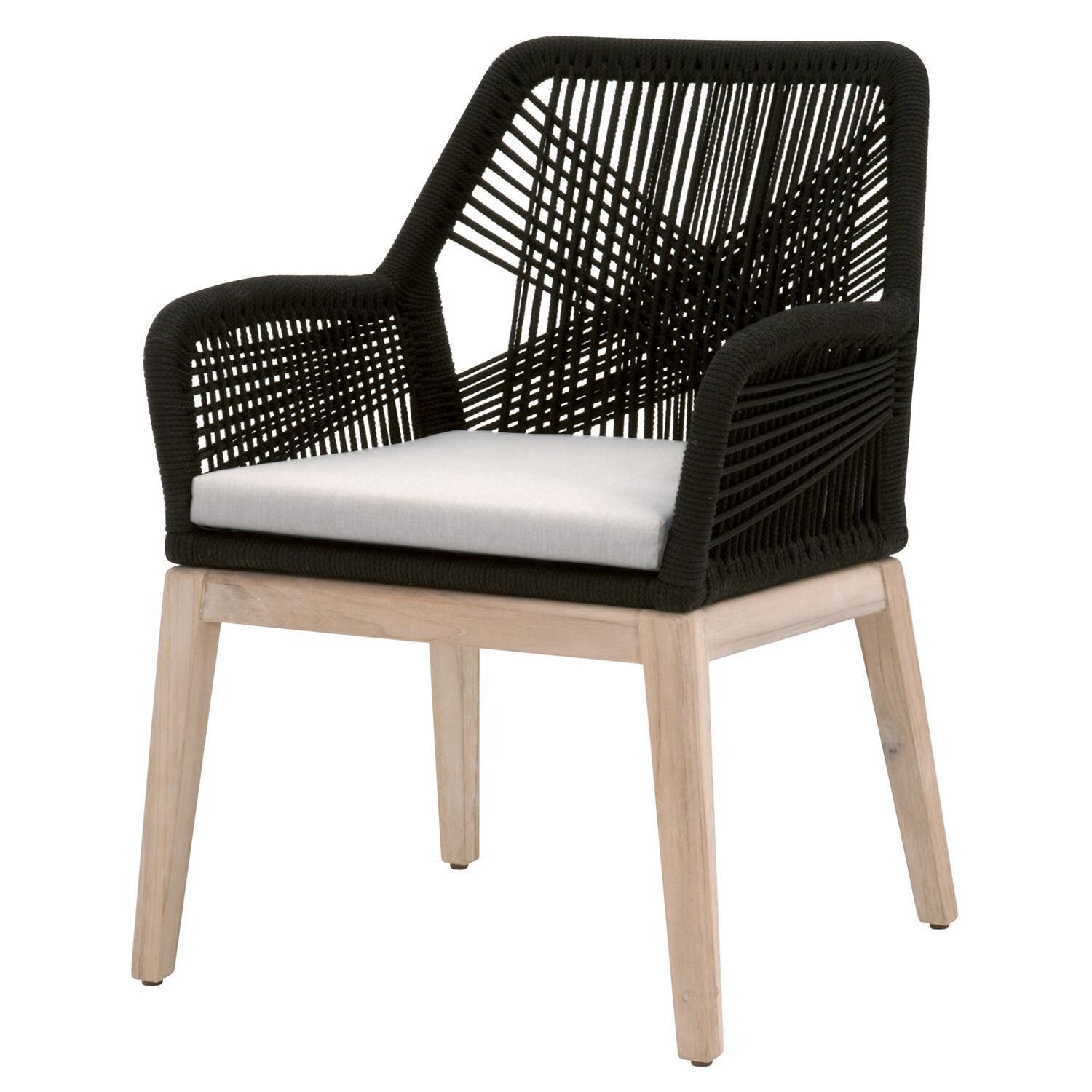 Lakeview Peninsula Way 2 Pc Woven Rope Dining Arm Chair in Black - Angled View thumbnail