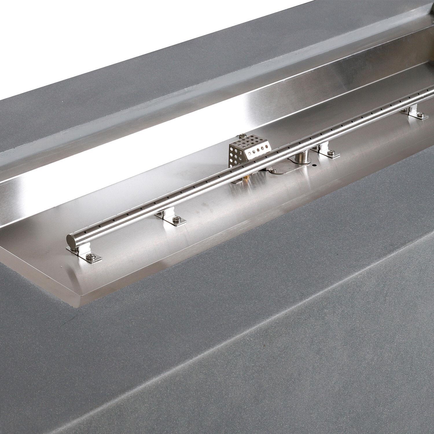 Glenwood 72-in Rectangular Concrete Natural Gas Fire Pit in Natural Gray by Lakeview Outdoor Designs - Burner - Detail thumbnail