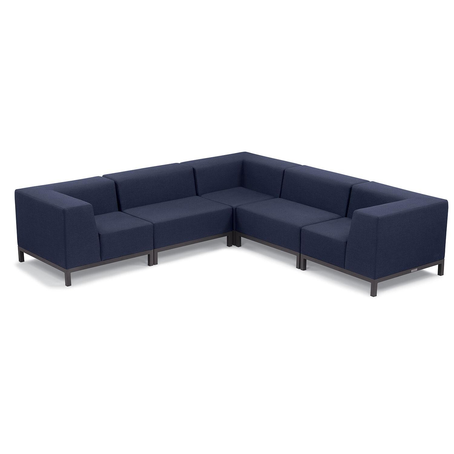 Koral 5 Pc Powder-Coated Aluminum Sectional Seating Set in Spectrum Indigo/Carbo By Oxford Garden - White Background thumbnail