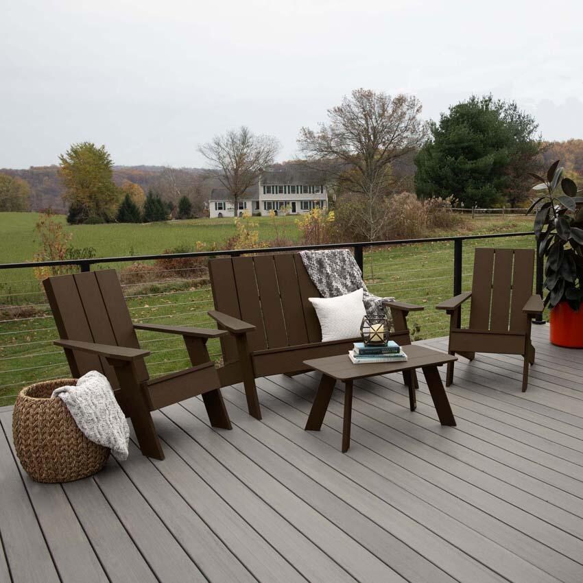 Classical Cove 4 Pc Set Polyresin Seating Set in Weathered Acorn By Lakeview Outdoor Designs - Lifestyle thumbnail