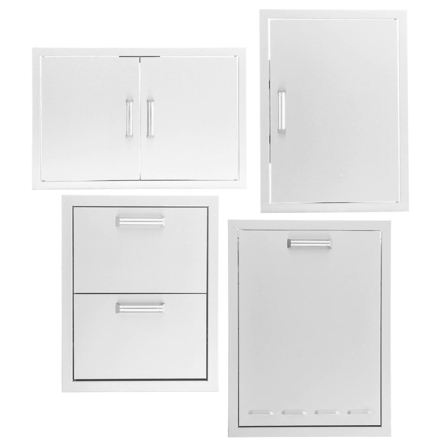 BBQGuys Signature 4 Pc 32 Inch Double Access Door Outdoor Kitchen Storage Package - Contempo - White Background thumbnail
