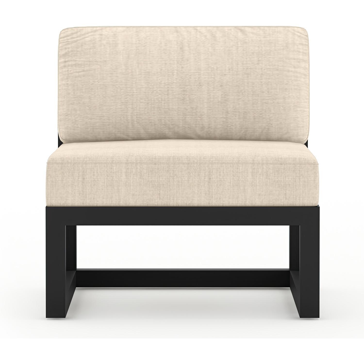 Lakeview MSTYCV-BK-4SEC-CF Misty Cove 4 Pc Aluminum Sectional Set in Black w/Canvas Flax Cushions by Lakeview Outdoor Designs - Middle Section - White Background thumbnail