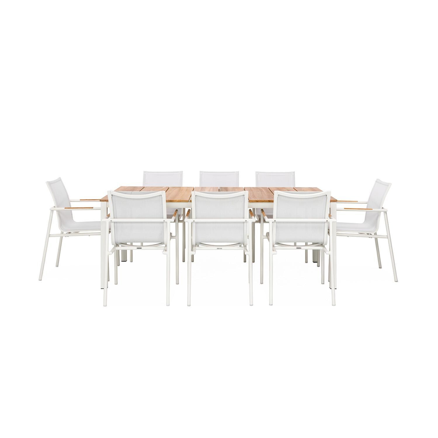 Teak + Table Paros/Barbados 78 Inch 9 Piece Dining Set - White Background thumbnail