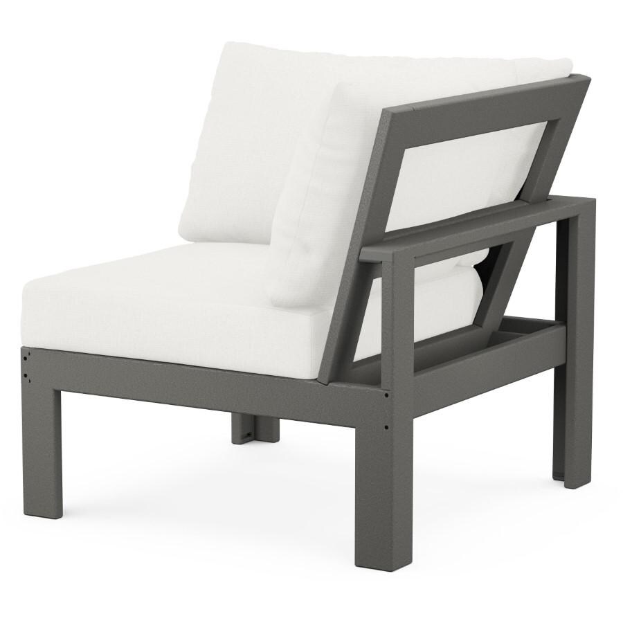 POLYWOOD Modular Corner Chair in Slate Grey / Natural Linen - Back thumbnail