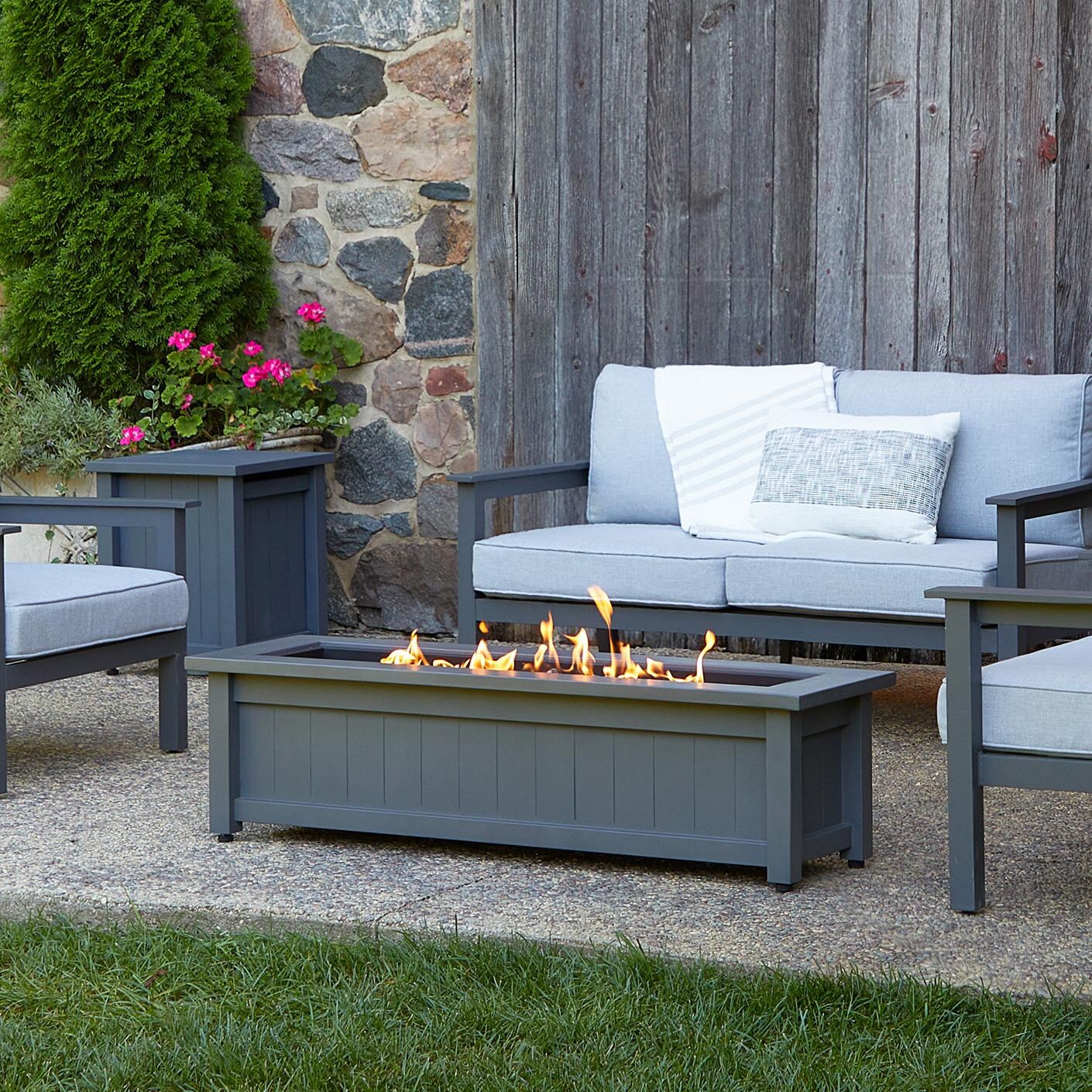 Lakeview Cabin Way 5-Piece Conversation Set W/ 50-Inch Propane Fire Pit, Seating & Tank Cover - Close-Up
