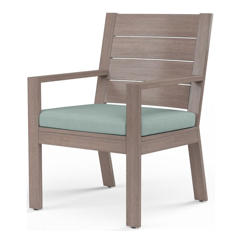 Laguna Aluminum Dining Arm Chair w/ No Welt in Driftwood/Cast Mist by Sunset West