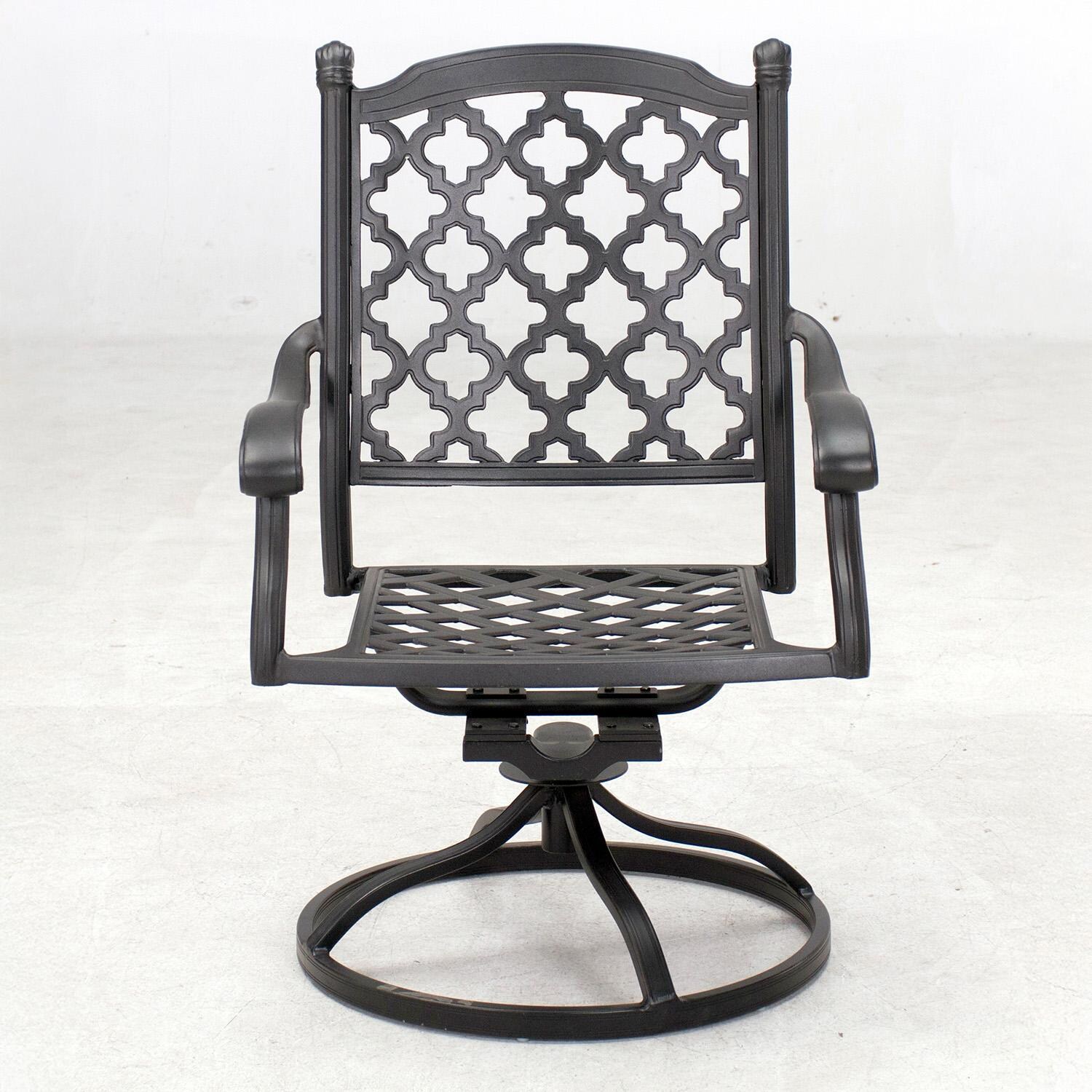 Madison 9 Pc Cast Aluminum Dining Set in Antique Bronze/Sesame by Darlee - Swivel Rocker - White Background thumbnail