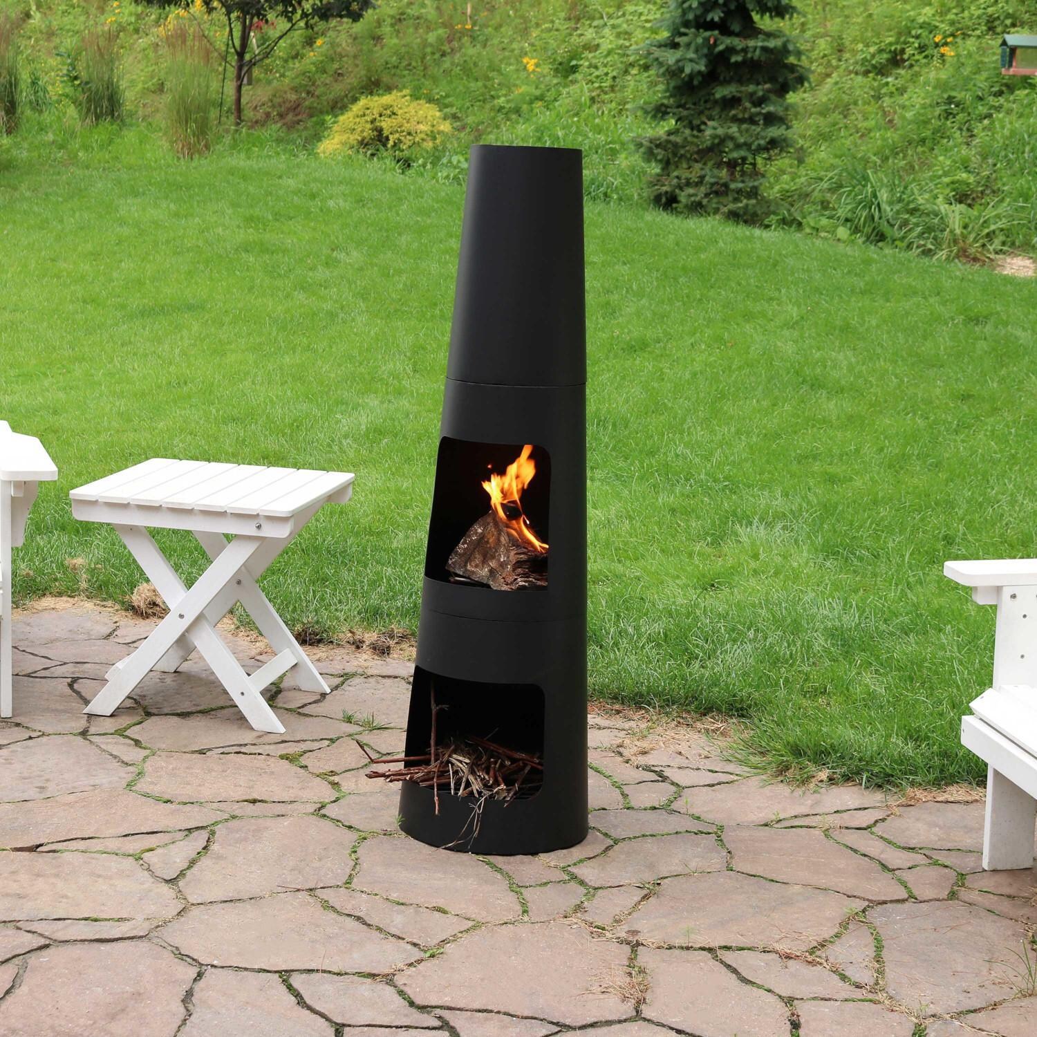 Ultimate Patio 49-Inch Steel Wood Burning Chiminea w/ Built-In Log Storage thumbnail