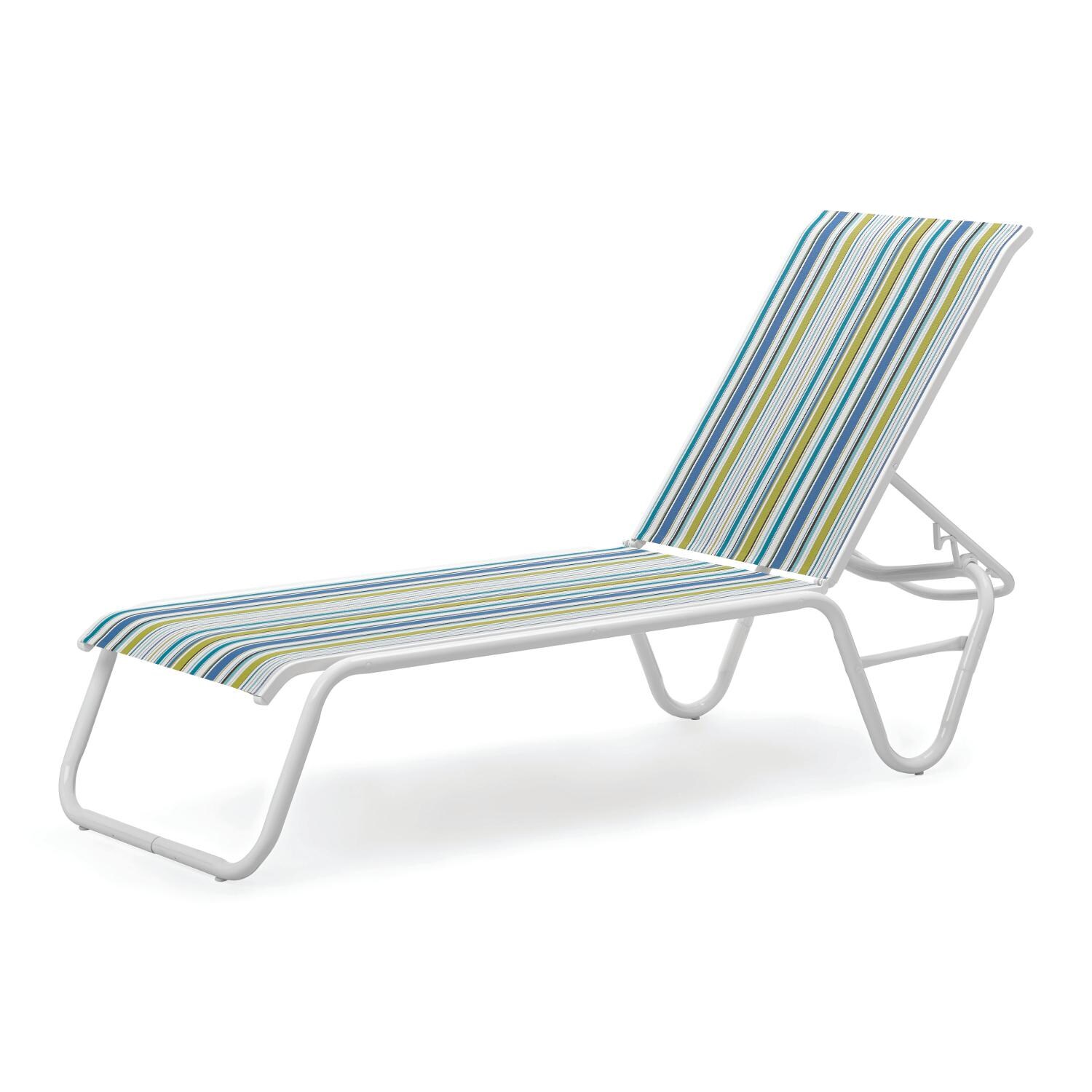 Gardenella Sling Four-Position Lay Flat Stacking Armless Chaise - Gloss White/Coastline thumbnail