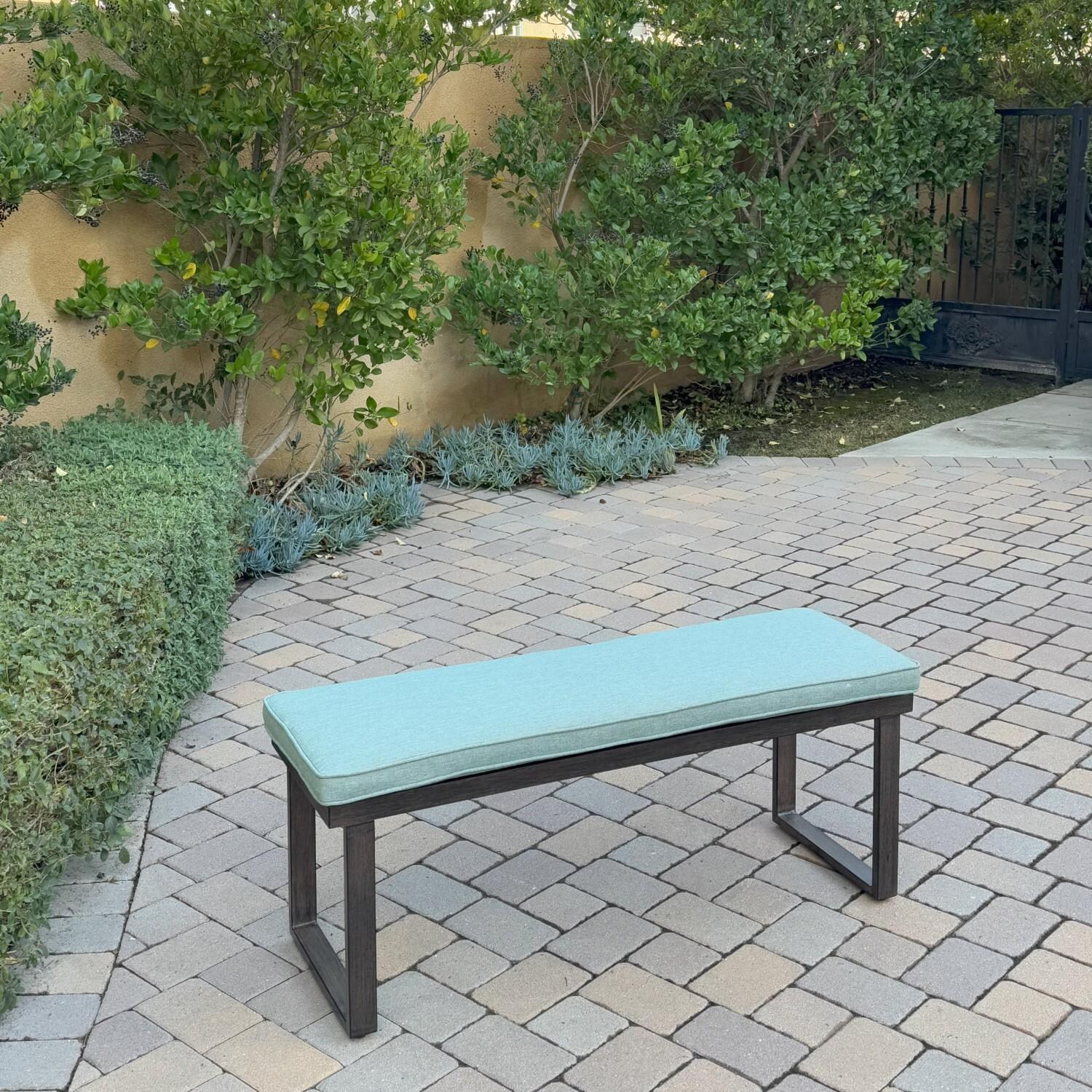 Atlantis 47 1/2-in Aluminum Bench w/ Spa Cushion by Darlee - Bench Angled - Lifestyle thumbnail