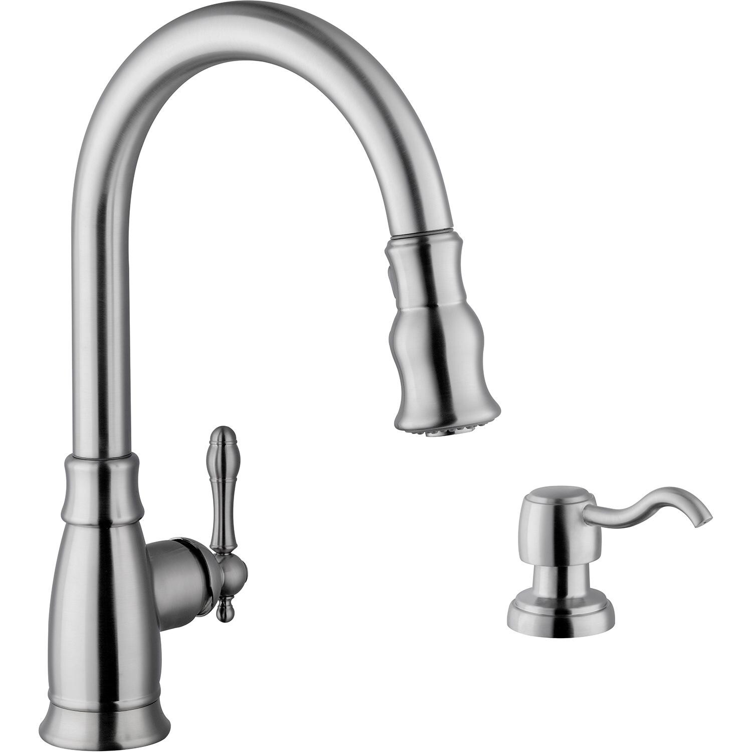 Platinum Sinks Single Handle Pull Out Goose Neck Faucet with Optional Deck Plate - Stainless Steel - FC-5892 thumbnail