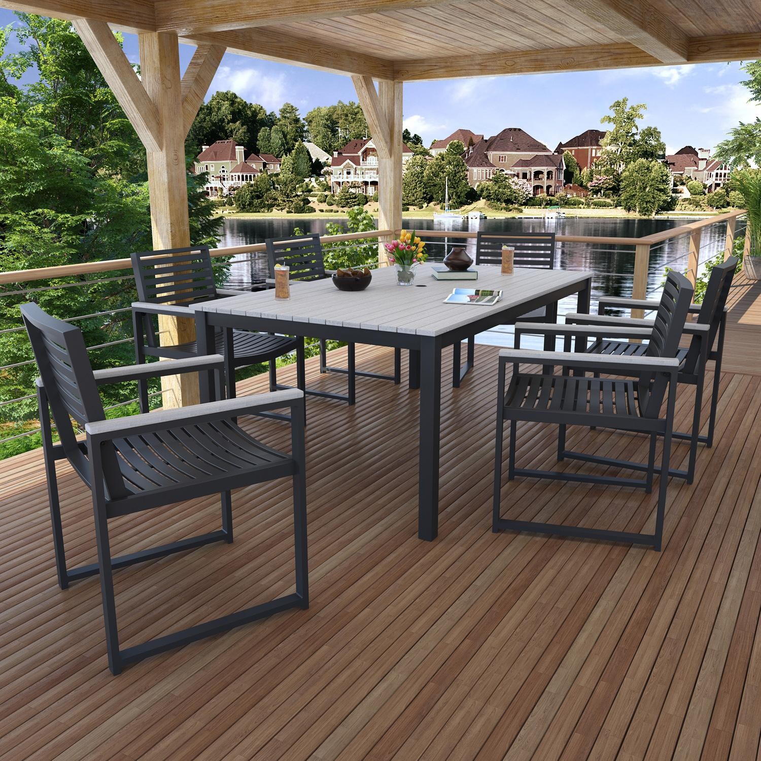 Cashmire View 7 Pc Aluminum Dining Set in Seasehell by Lakeview Outdoor Designs