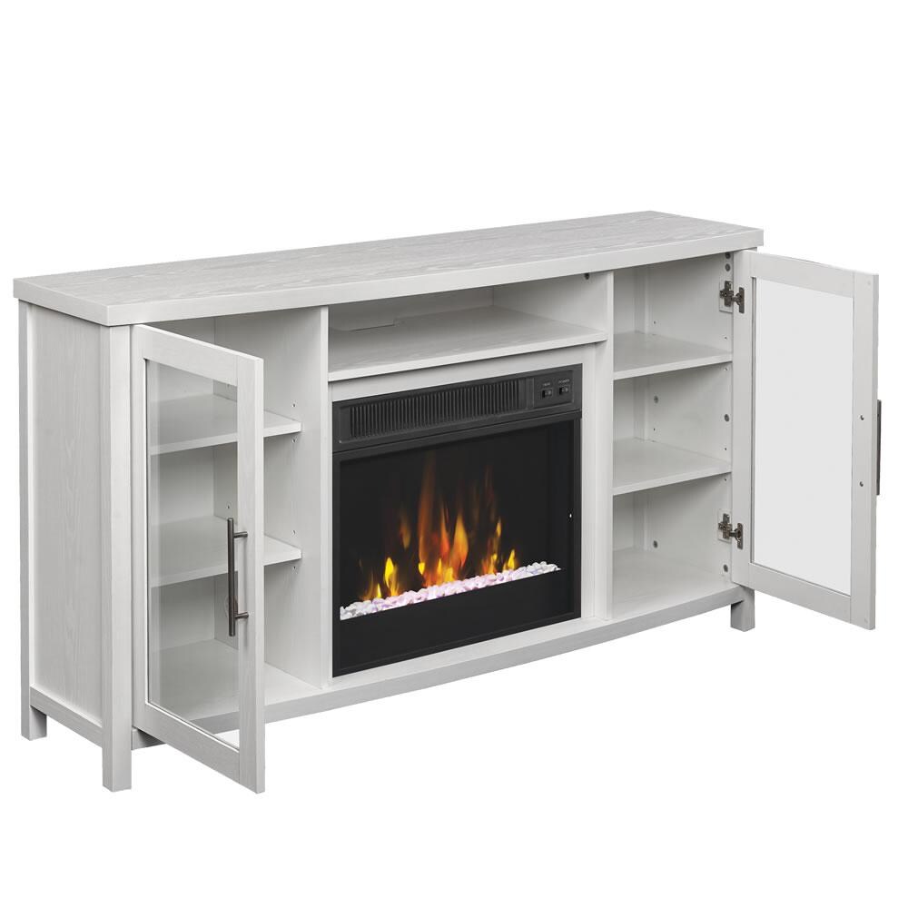 ClassicFlame Rossville TV Stand With Electric Fireplace Pure White
