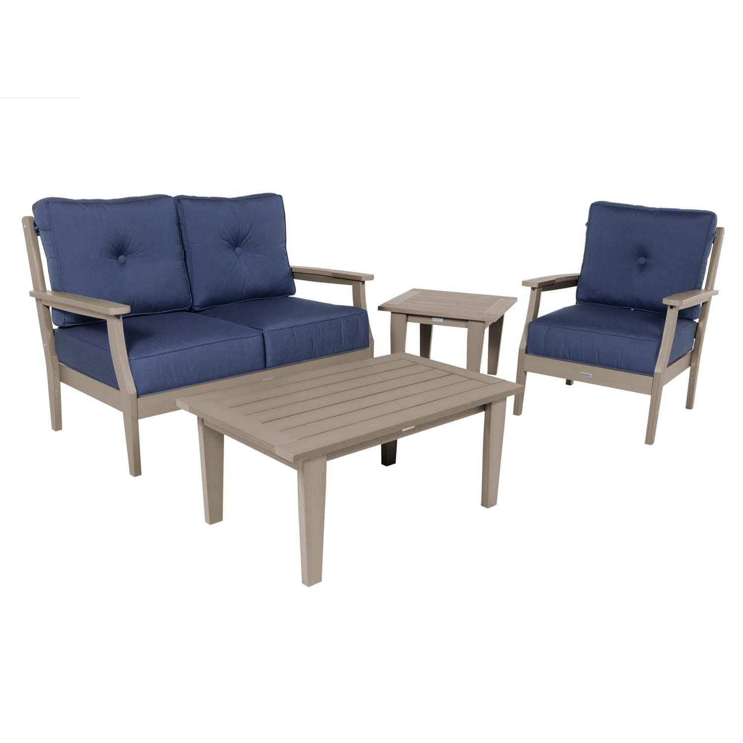 Blushing Bay 4 Pc Recycled Plastic Seating Set in Spectrum Indigo/Woodland Brown by Lakeview Outdoor Designs - White Background thumbnail