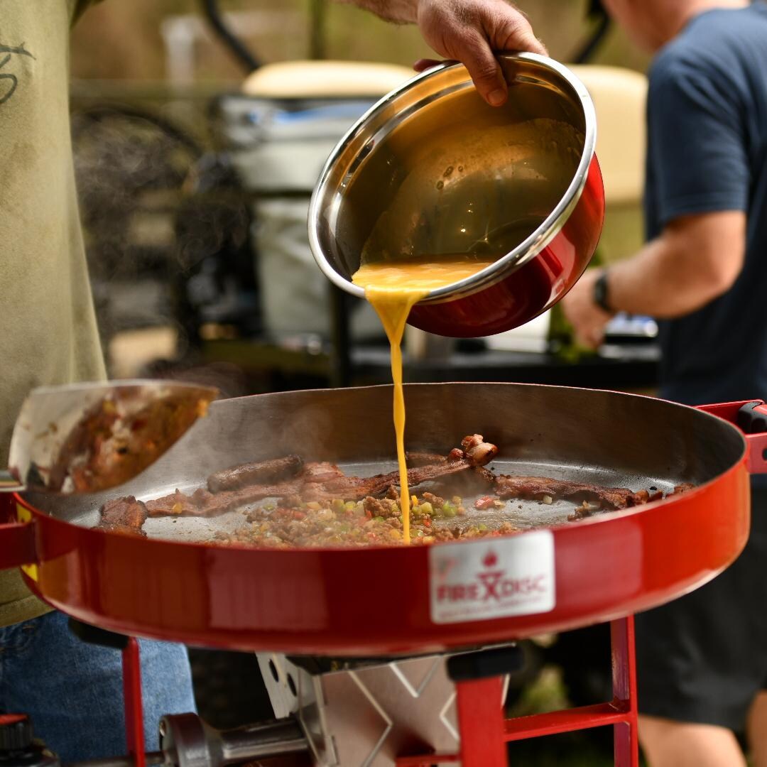 FireDisc TCGFD22HRR Original 36-Inch Tall Portable Propane Cooker - Fireman Red - Cooking Breakfast thumbnail