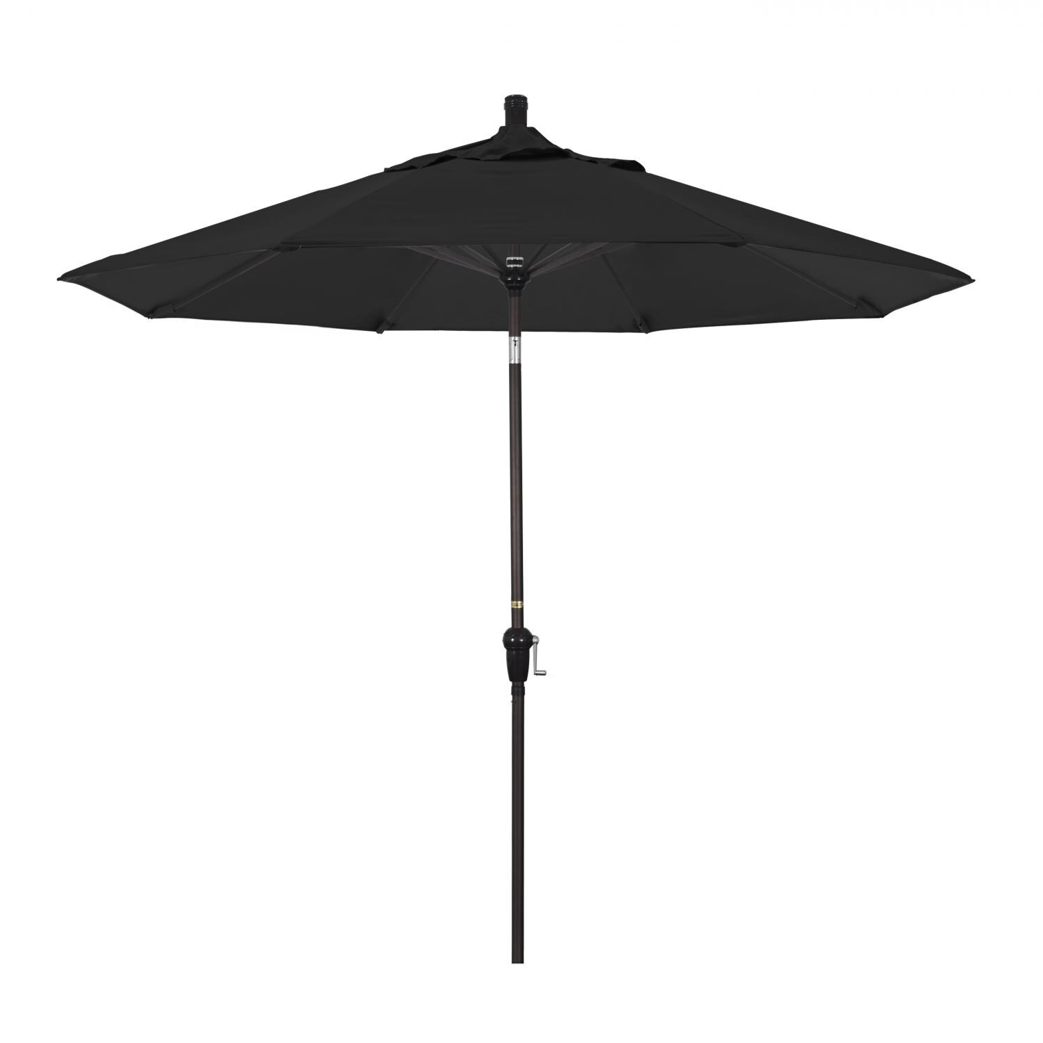 California Umbrella 9 Ft Octagonal Aluminum Auto Tilt Patio Umbrella W/ Crank Lift & Aluminum Ribs - Bronze Frame / Olefin Black Canopy thumbnail