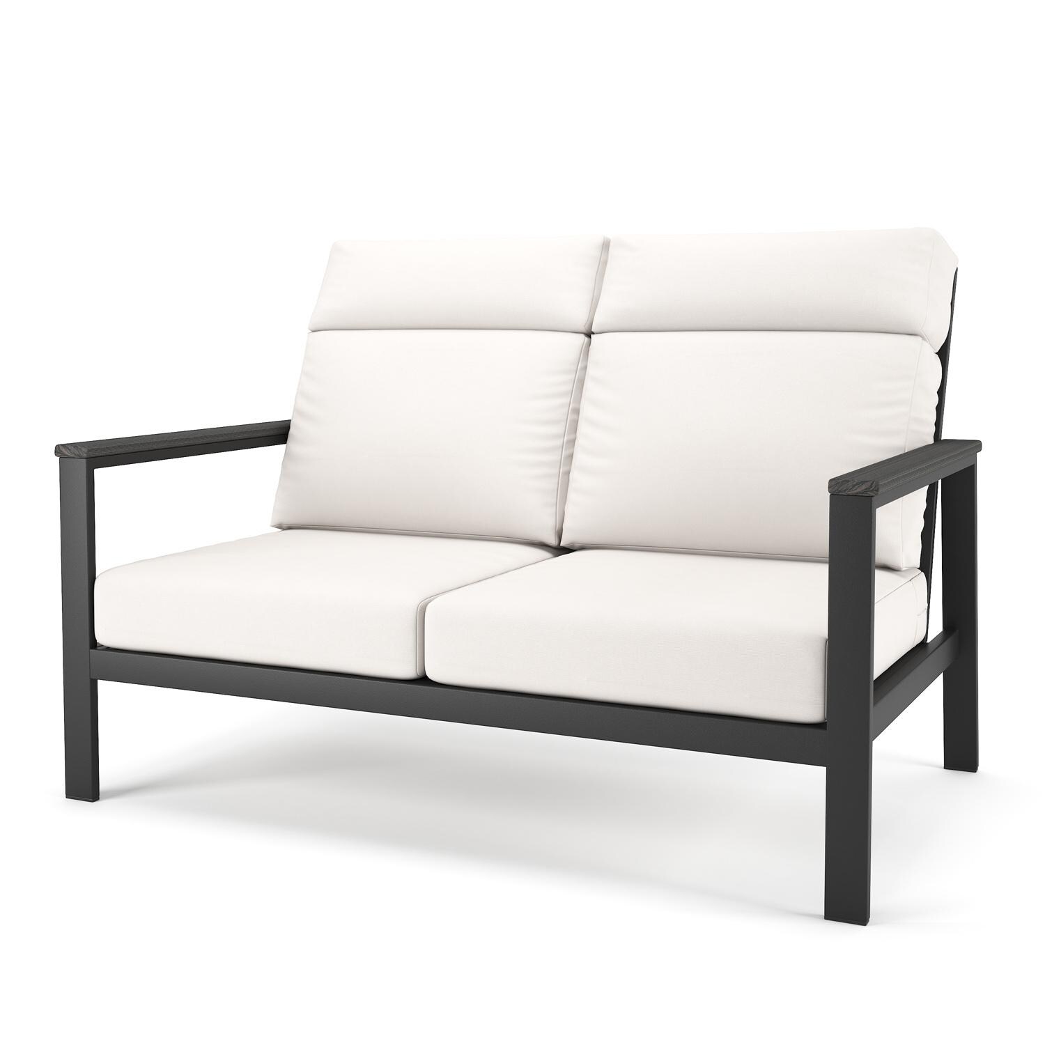 Lakeview NC6500-6PC-TANGARM-CN-GRAY Oasis Bay 6 Pc Aluminum Seating Set in Gray/Canvas Natural - Loveseat - White Background thumbnail
