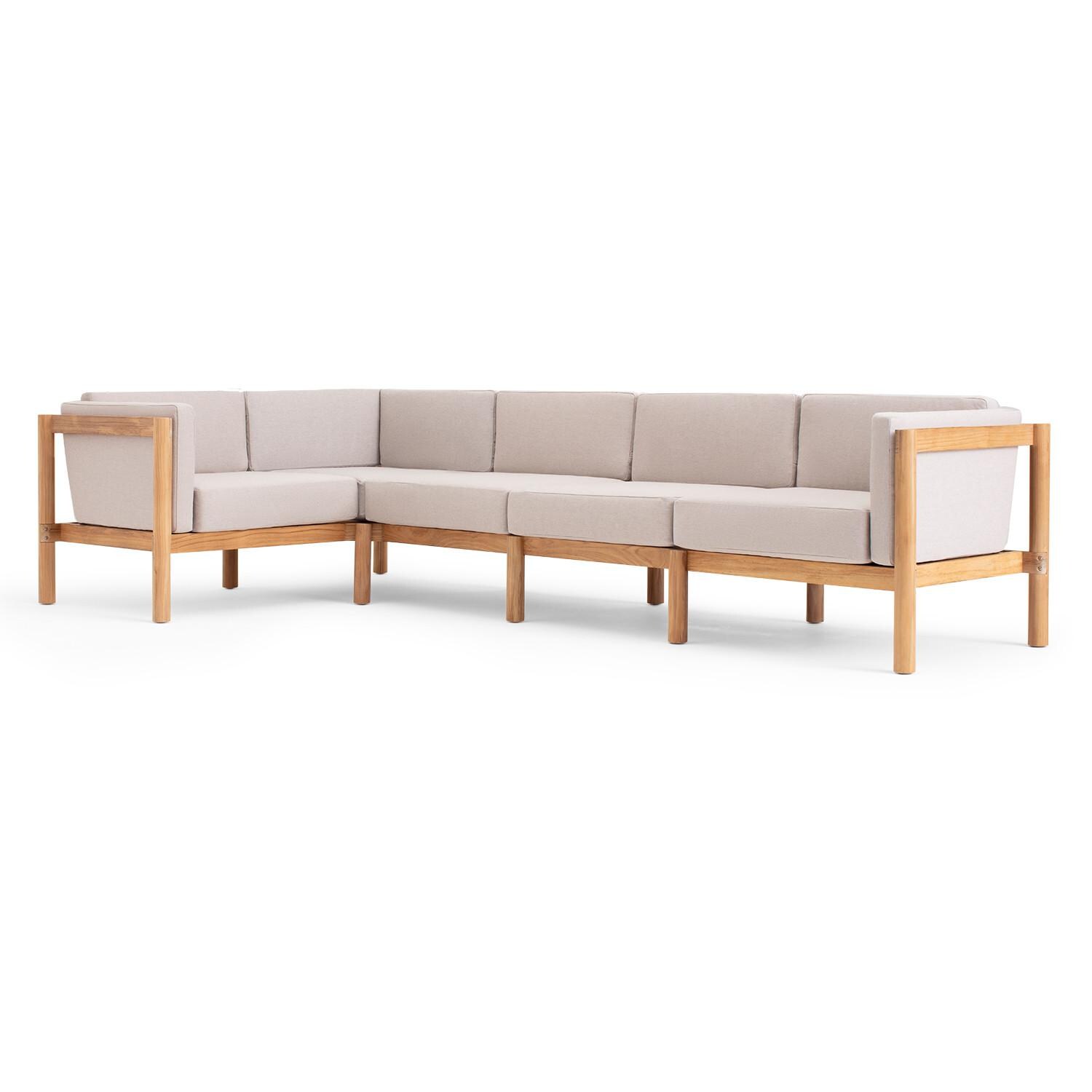 Neighbor 5 Piece Sectional W/ Sunbrella Cushion Arms - Sunbrella Ashe