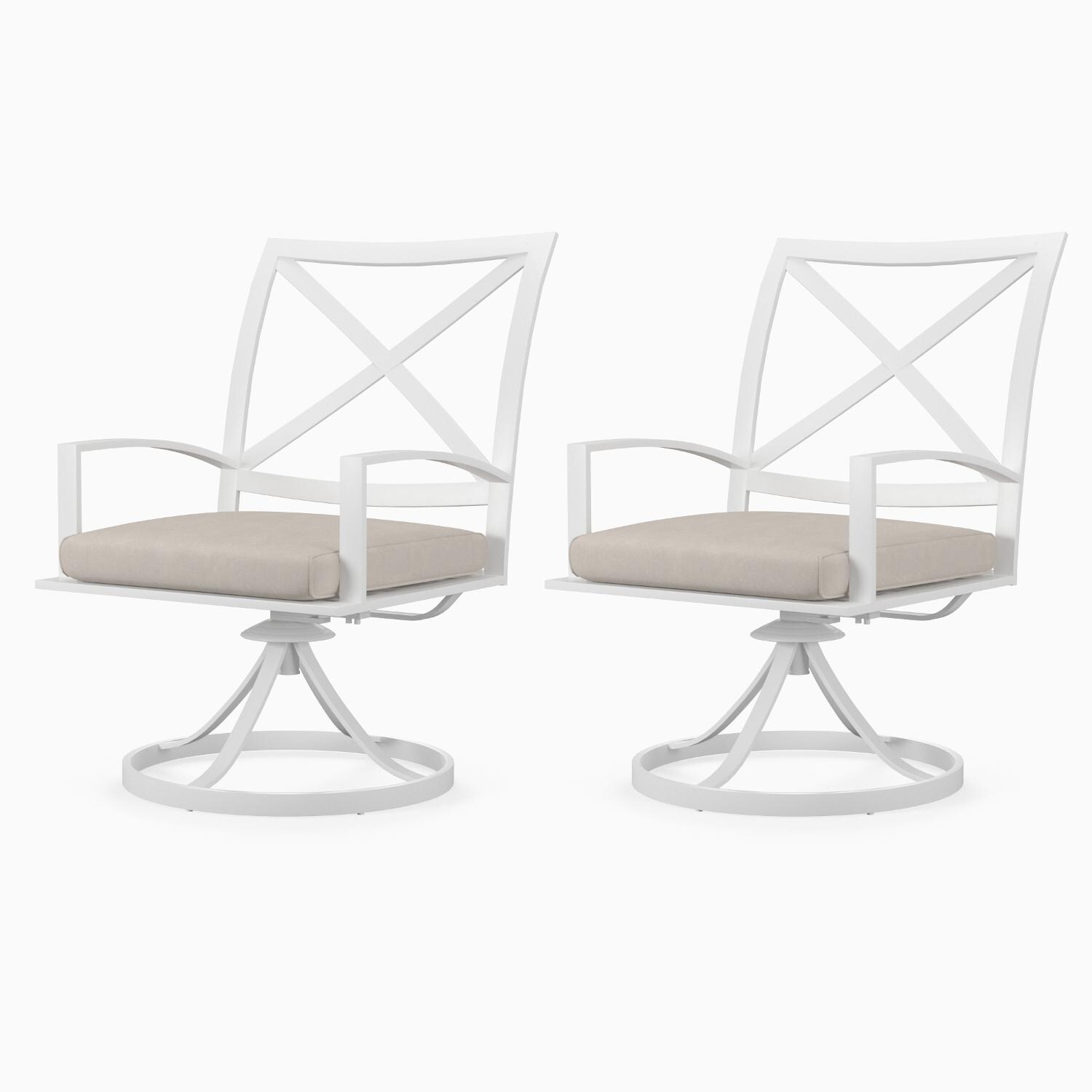 Sunset West - 501-11-5492 (2) - Bristol 2 Piece Aluminum Swivel Patio Dining Chair Set W/ Sunbrella Canvas Flax Self Welt Cushions thumbnail