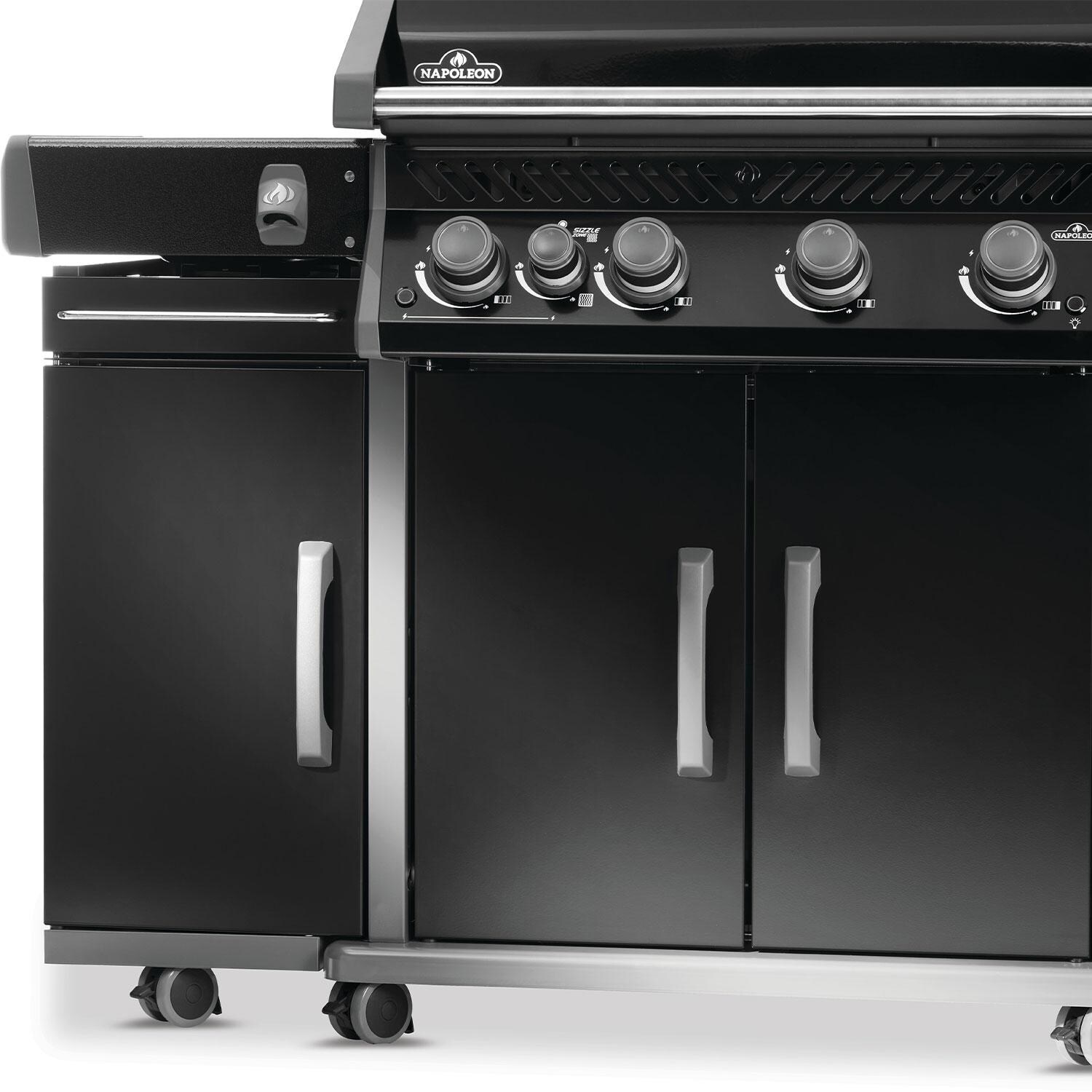 Napoleon 68009 Rogue PRO Grill Storage Left Hinge Cabinet Cart - Attached on Rogue PRO Grill - White Background thumbnail