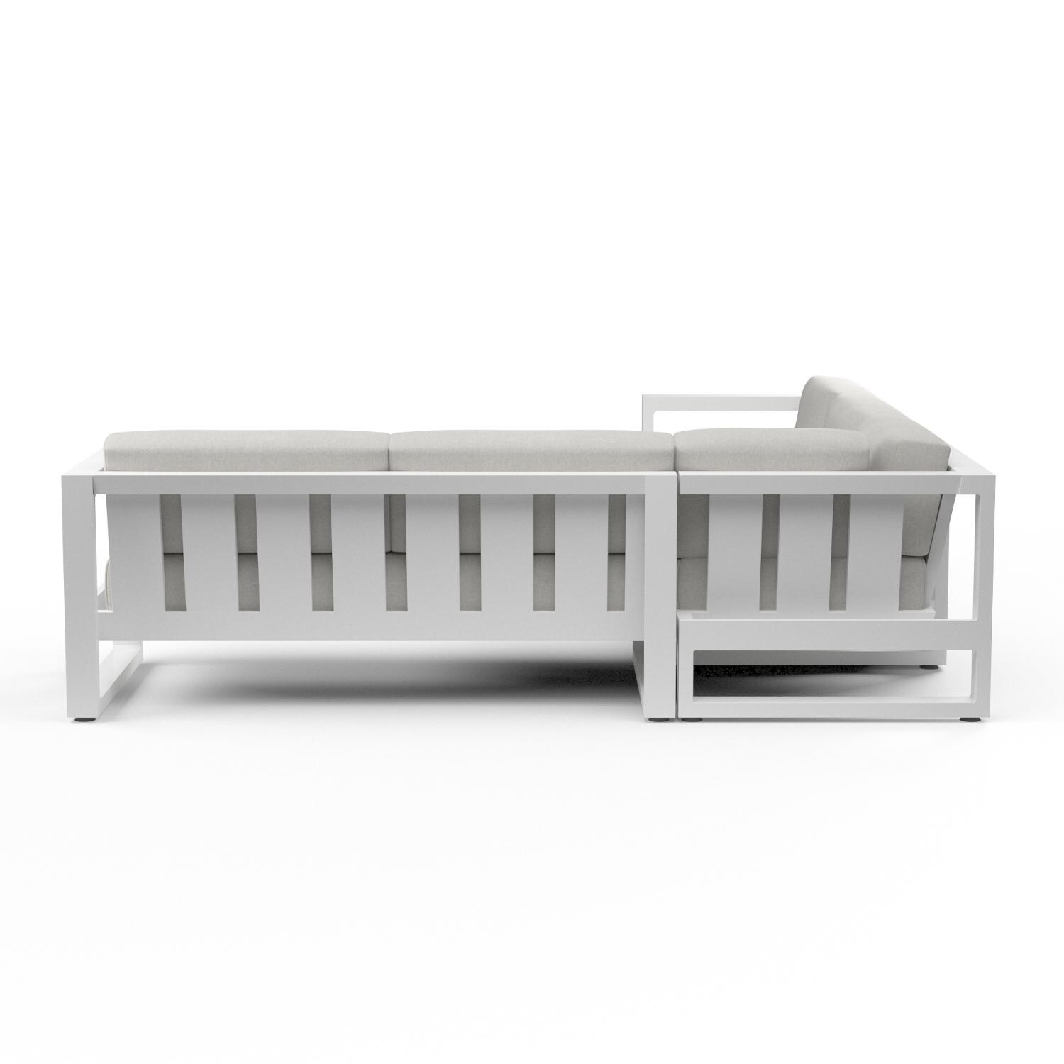 Sunset West - 4801-SEC-40433 - Newport Aluminum Patio Sectional W/ Sunbrella Cast Silver Cushions - Rear View thumbnail