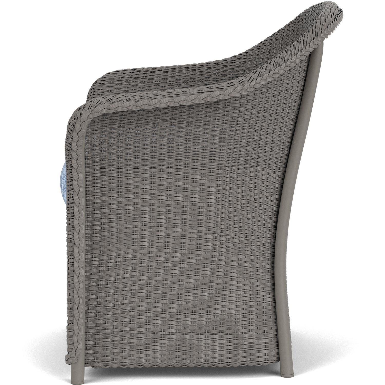 Lloyd Flanders Weekend Retreat Dining Armchair in Pewter Finish W/ Demo Skyway Fabric - Side thumbnail
